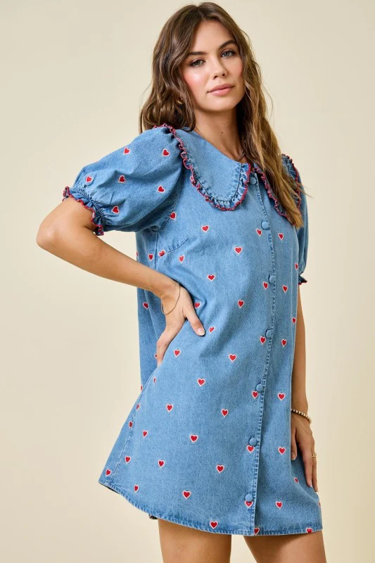 Candy Hearts Denim Dress - Image 7
