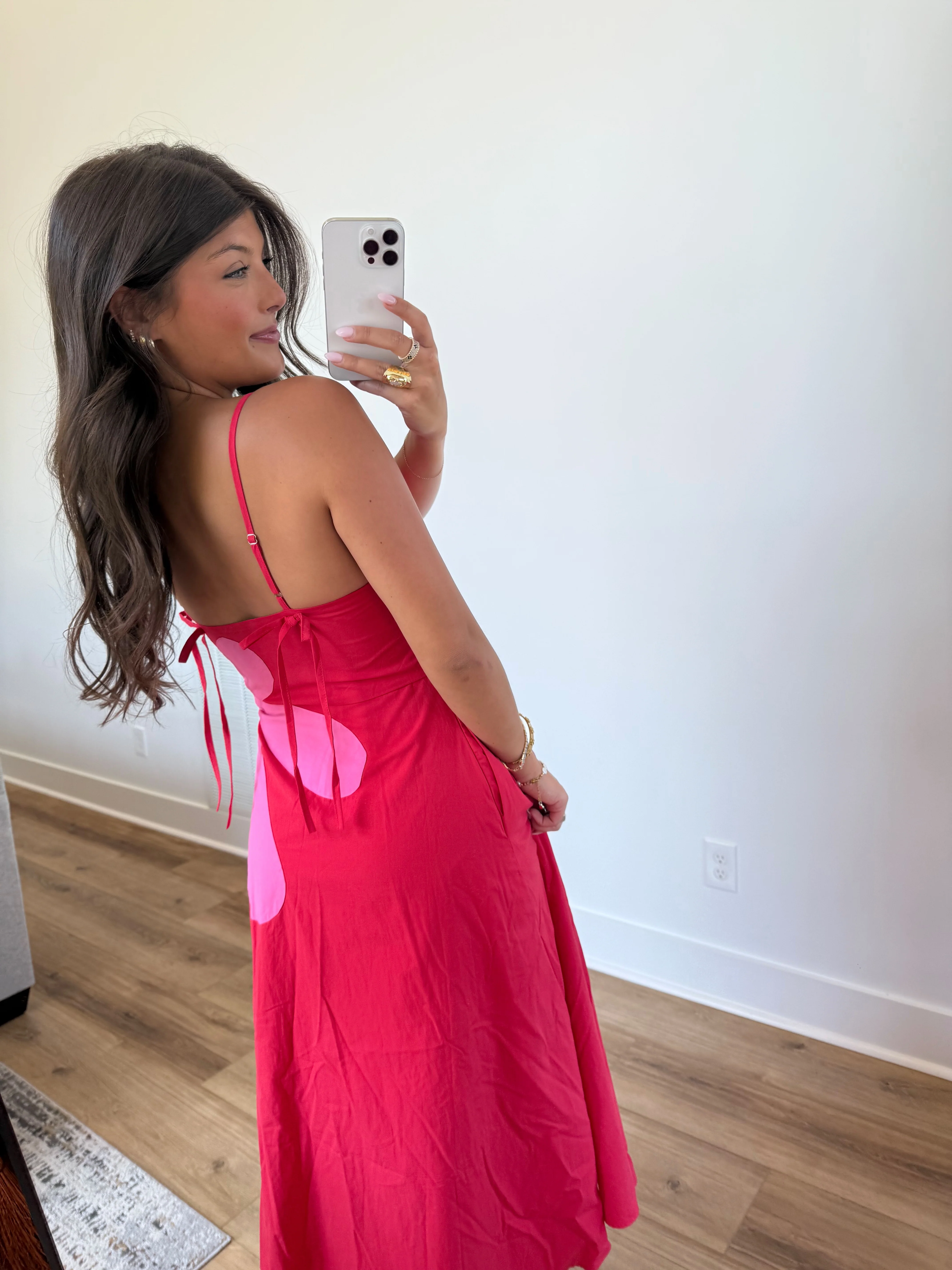 Capri Daisy Maxi Dress (Pink/Red) - Image 3