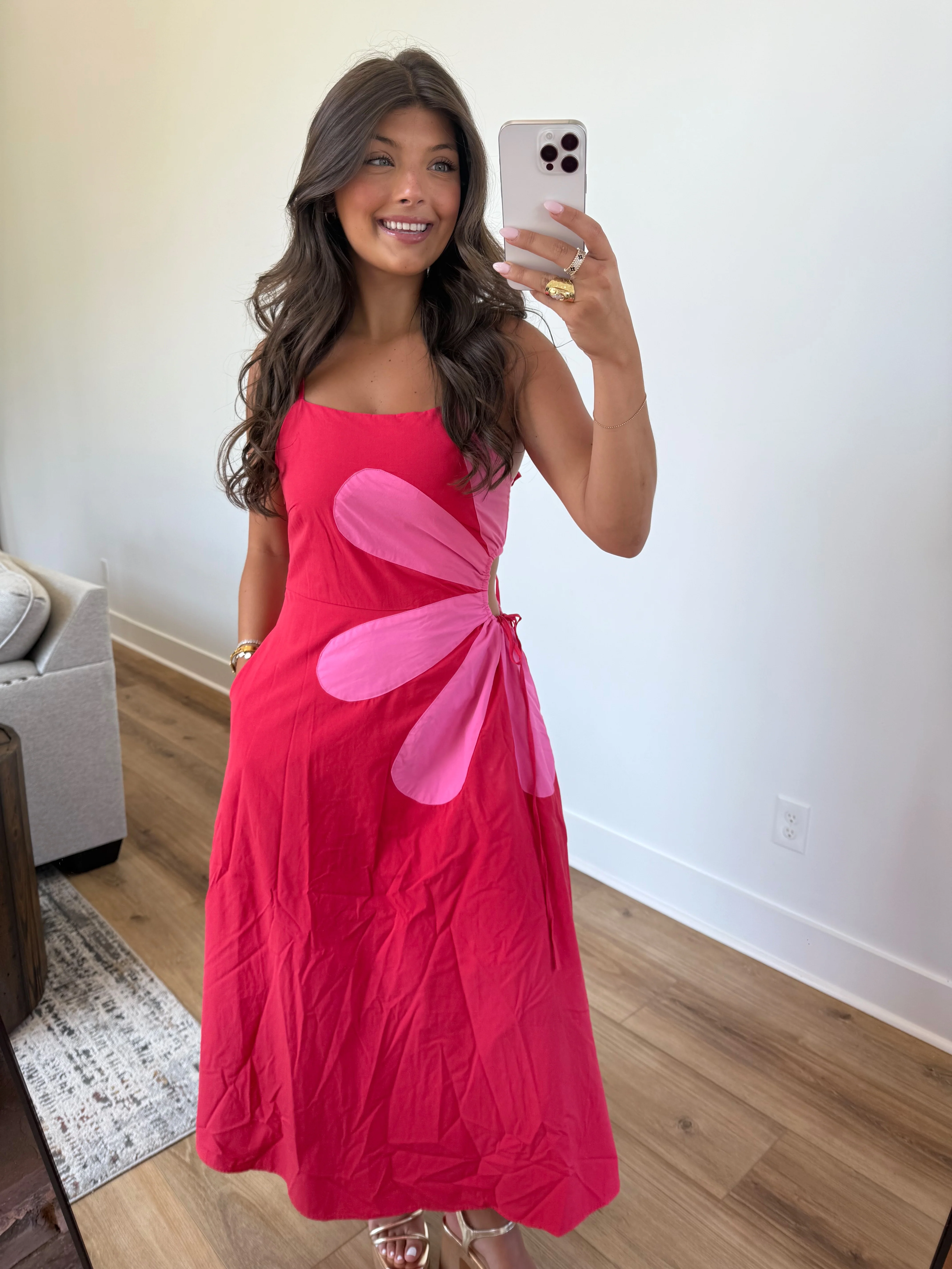 Capri Daisy Maxi Dress (Pink/Red) - Image 5