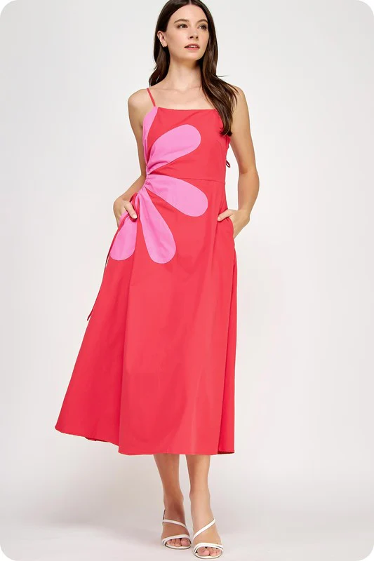 Capri Daisy Maxi Dress (Pink/Red) - Image 9