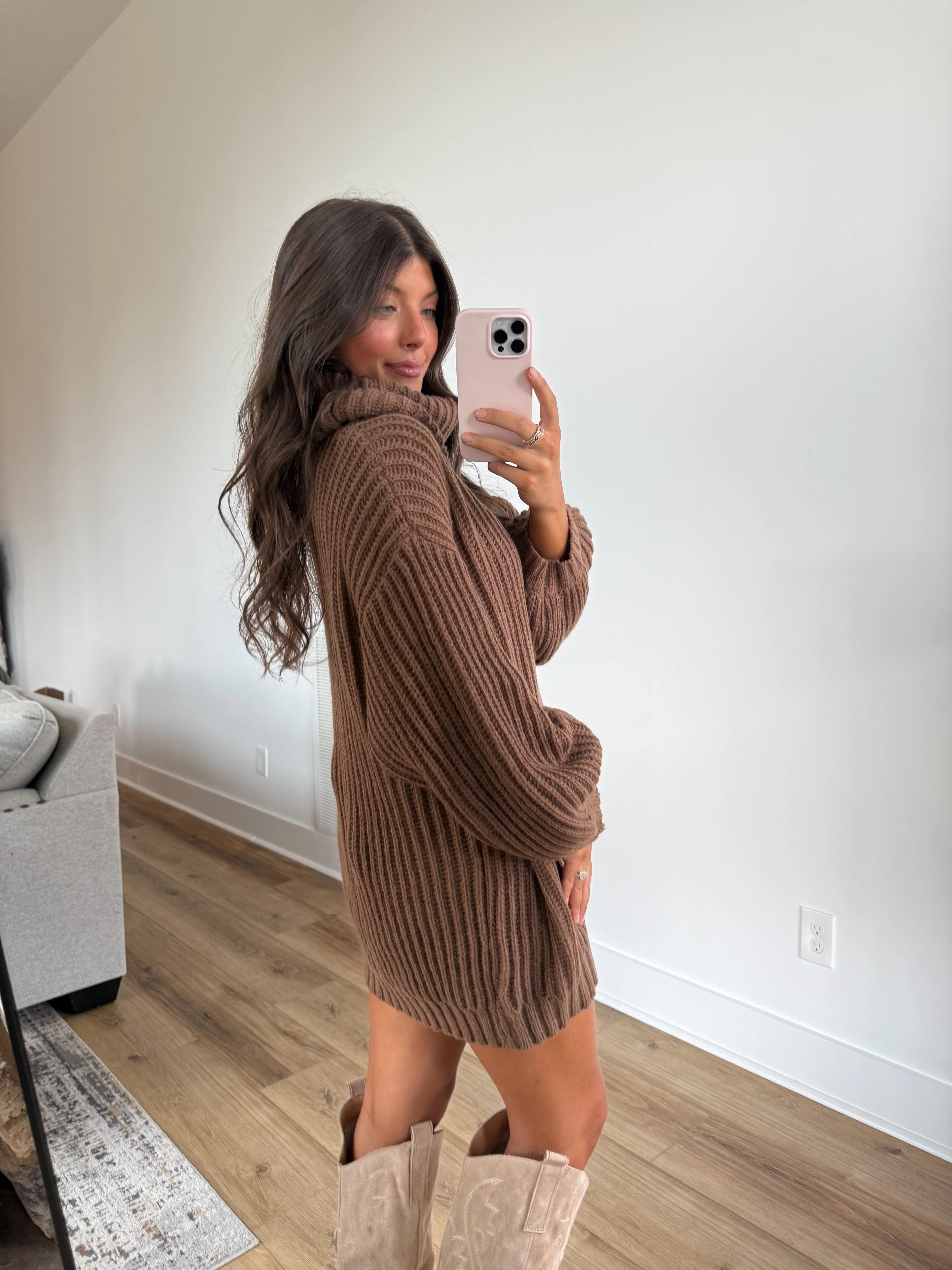 Charlie Knit Dress (Brown) - Image 3