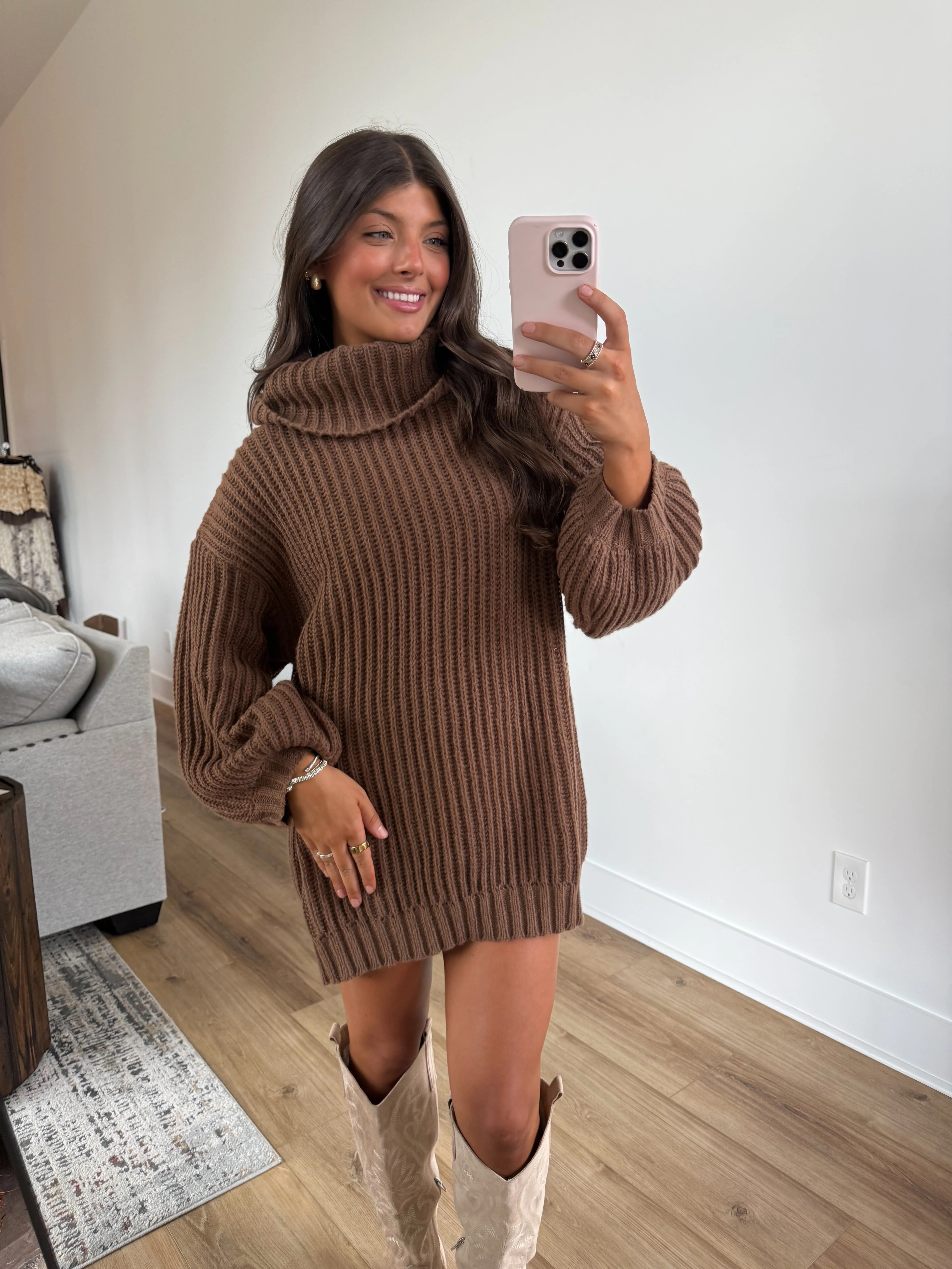 Charlie Knit Dress (Brown) - Image 4