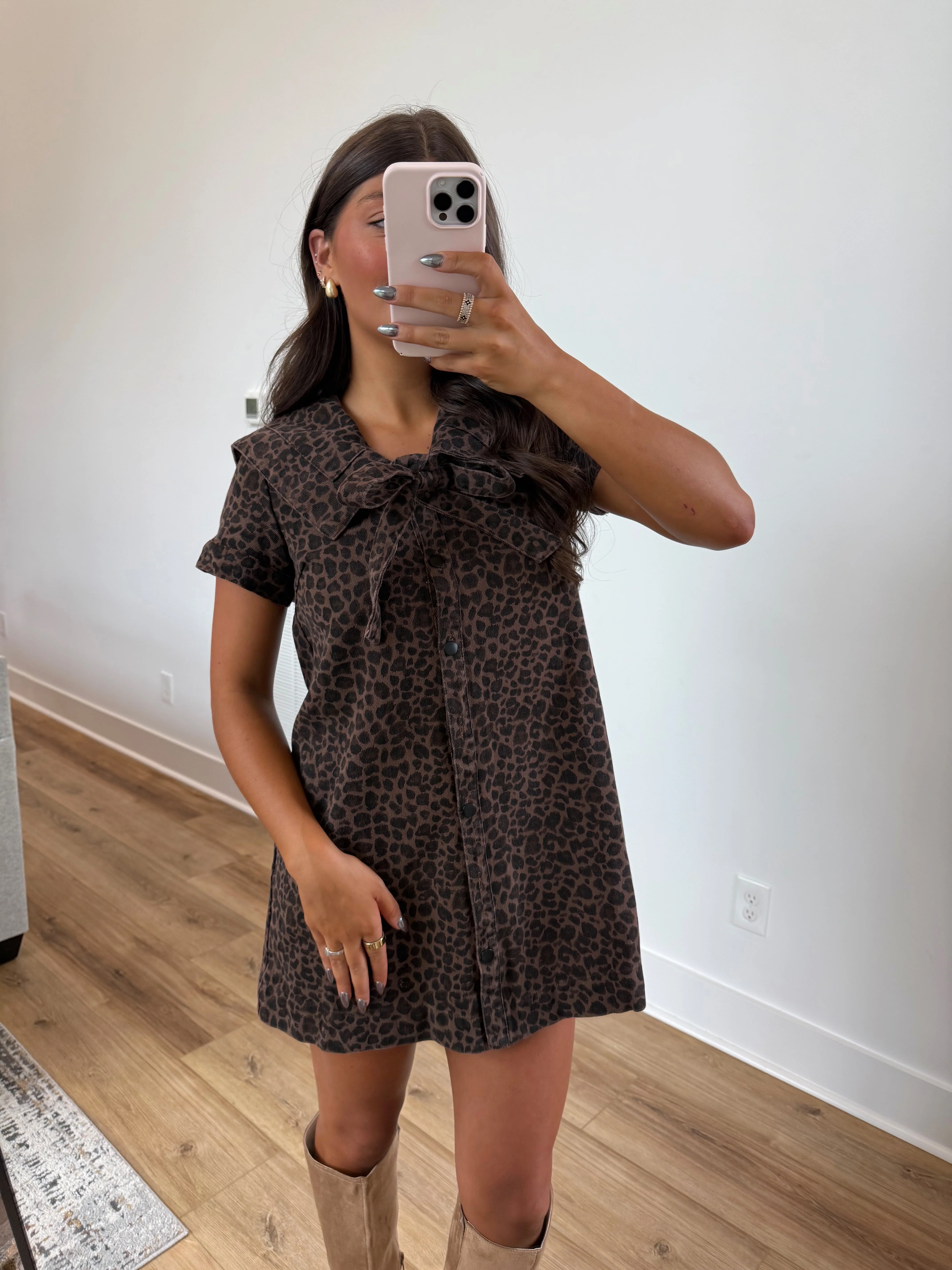 Cheetah Bow Mini Dress - Image 2