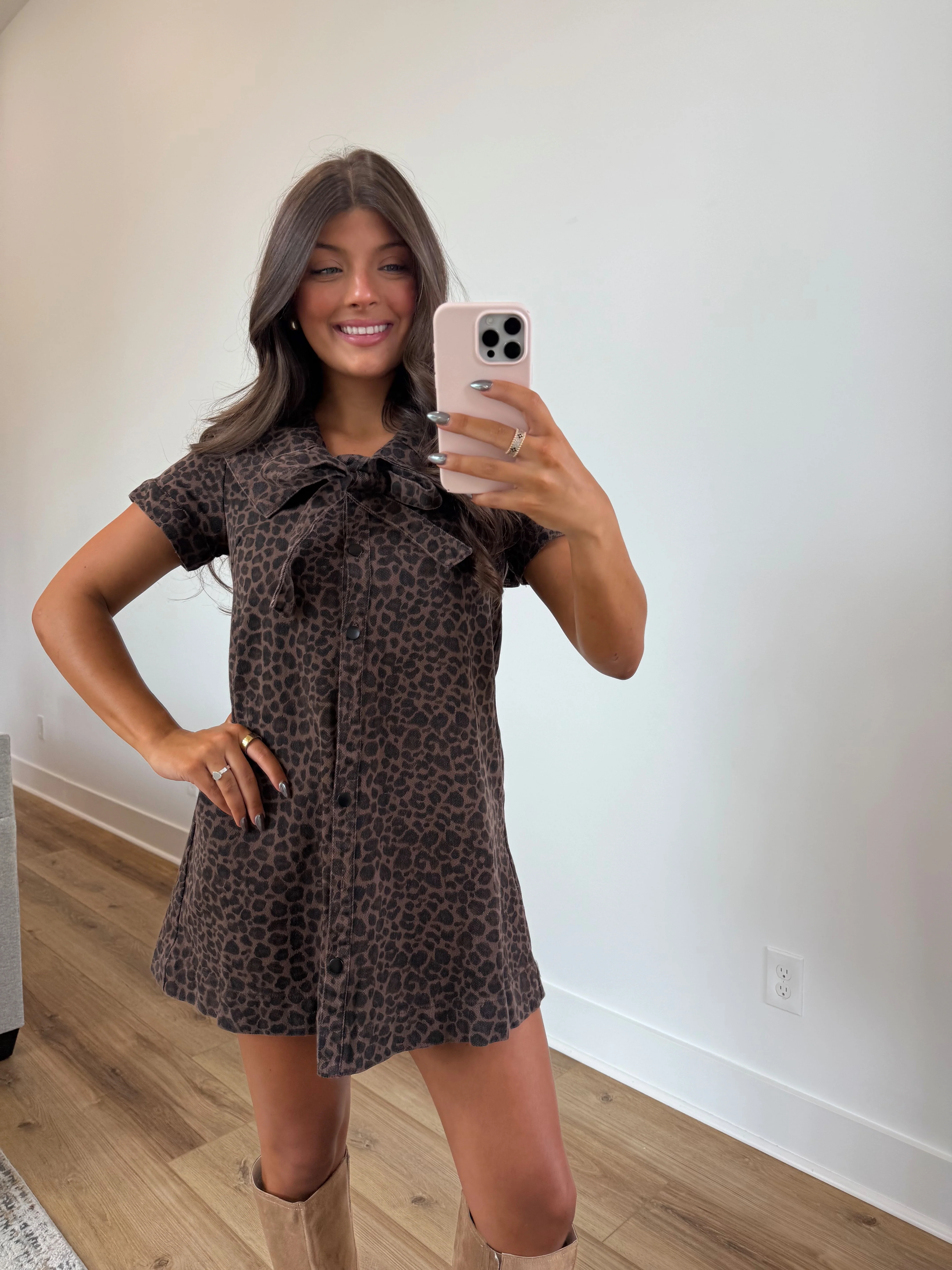 Cheetah Bow Mini Dress - Image 5