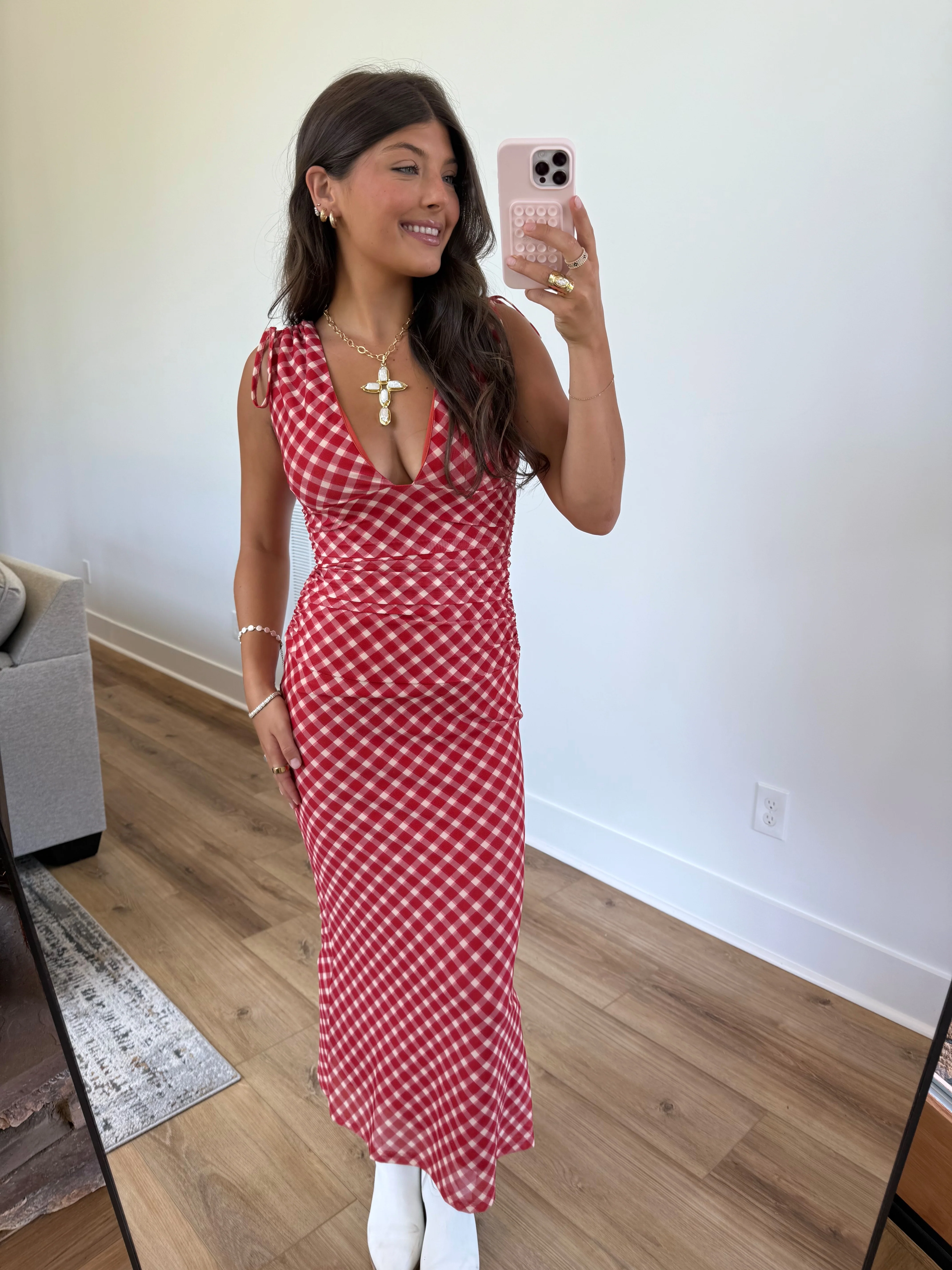 Cherrywood Gingham Midi Dress