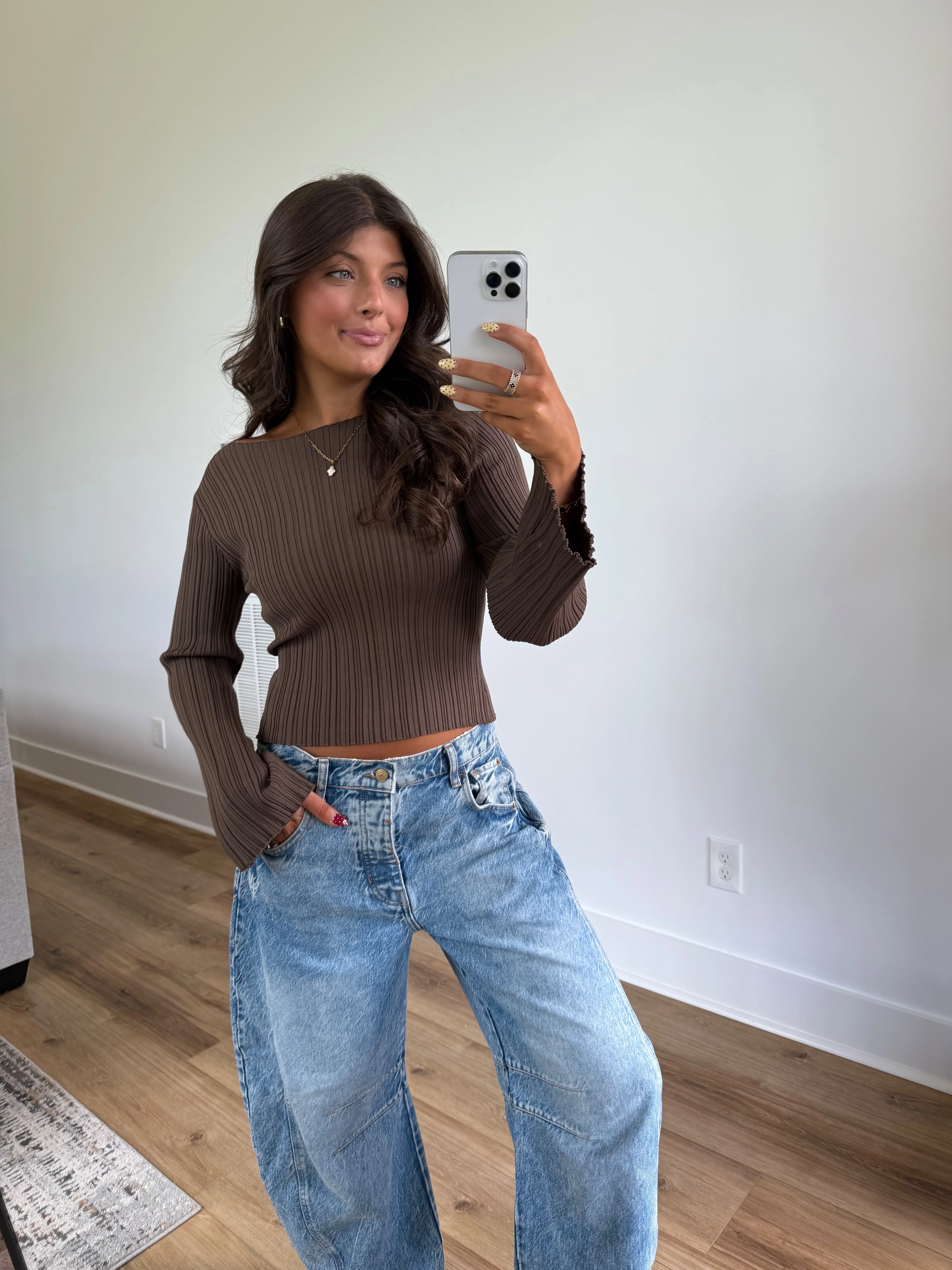 Chestnut Ribbed Top