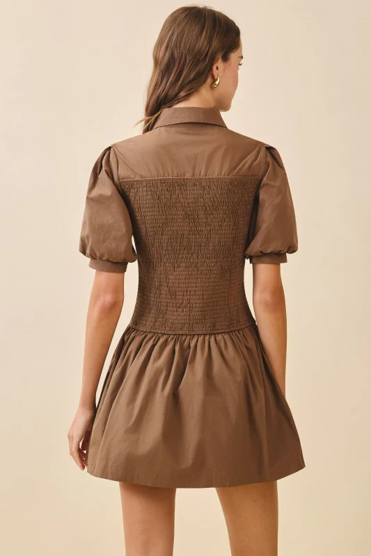 Chestnut Smocked Mini Dress (Restock) - Image 9