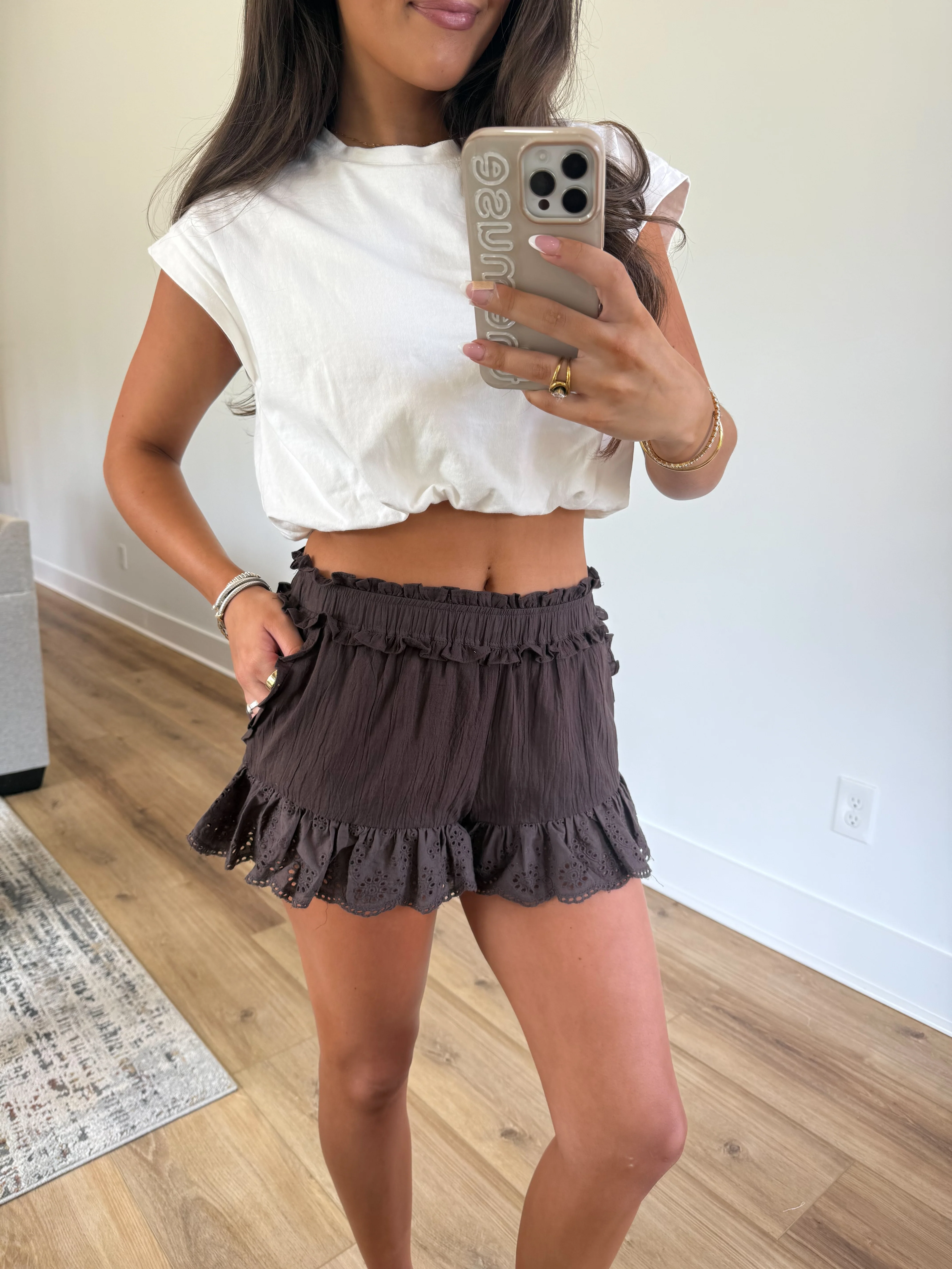 Choclate Ruffle Shorts - Image 2