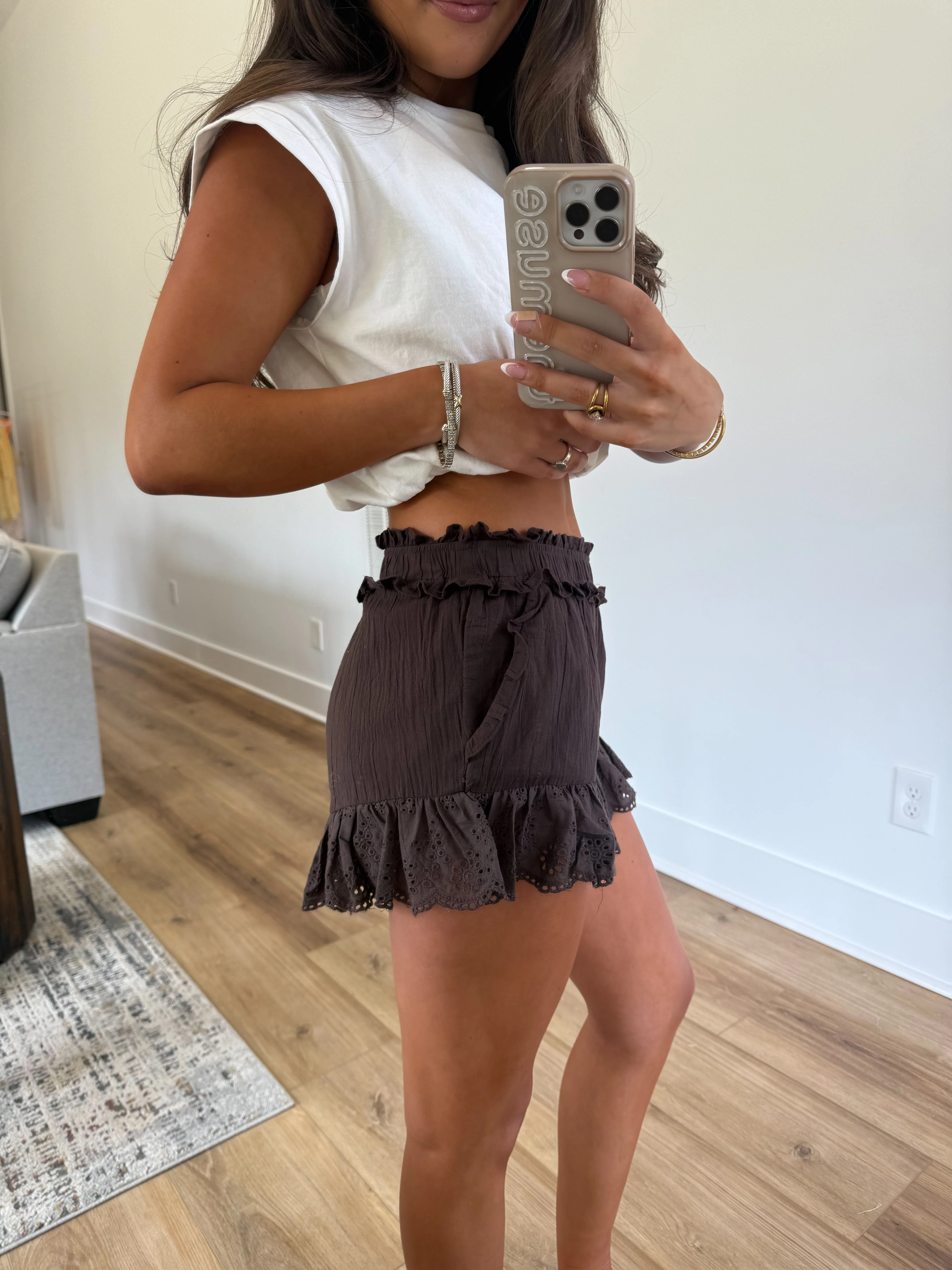 Choclate Ruffle Shorts - Image 4