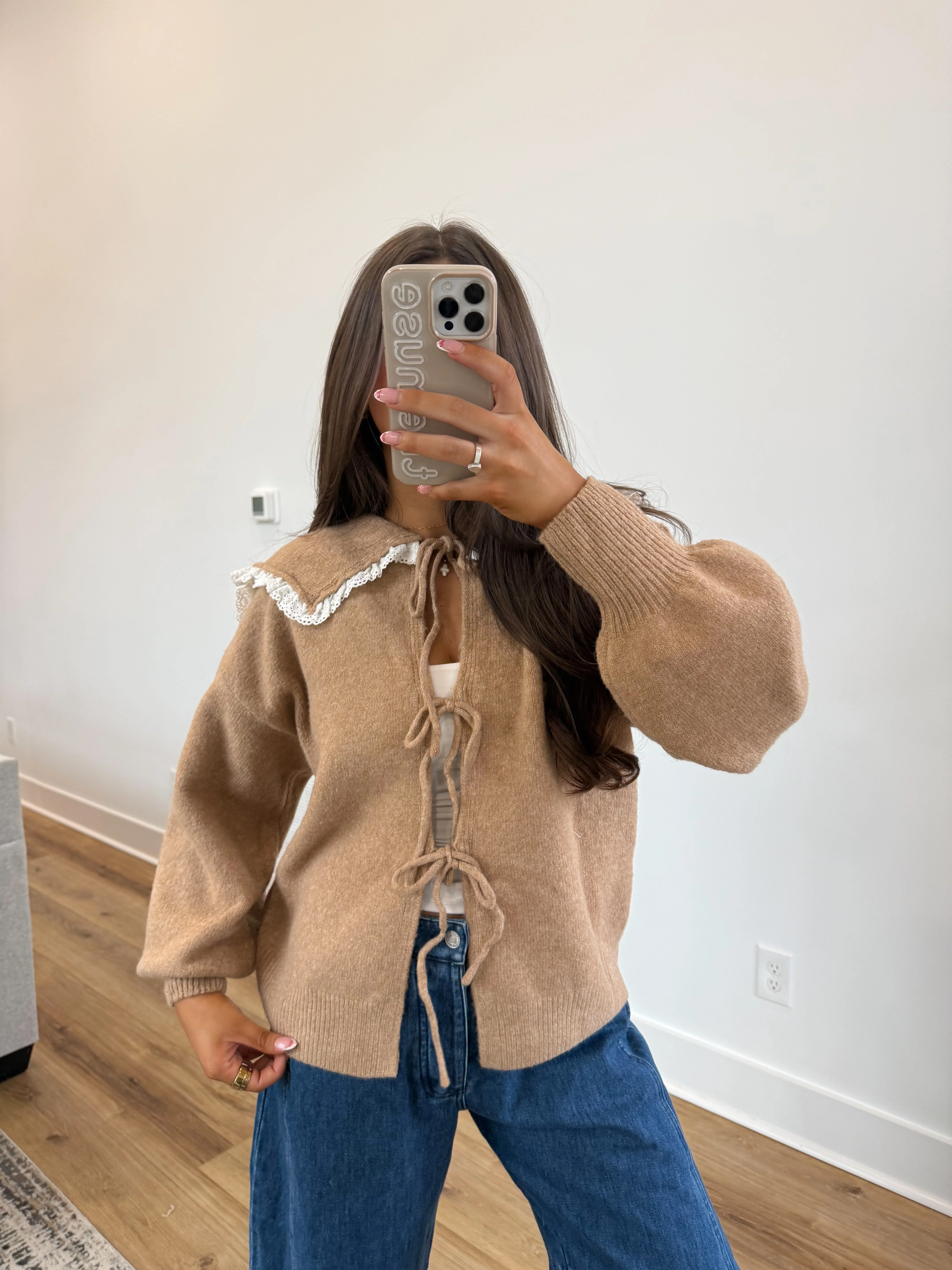 Cocoa Lace Cardigan - Image 2