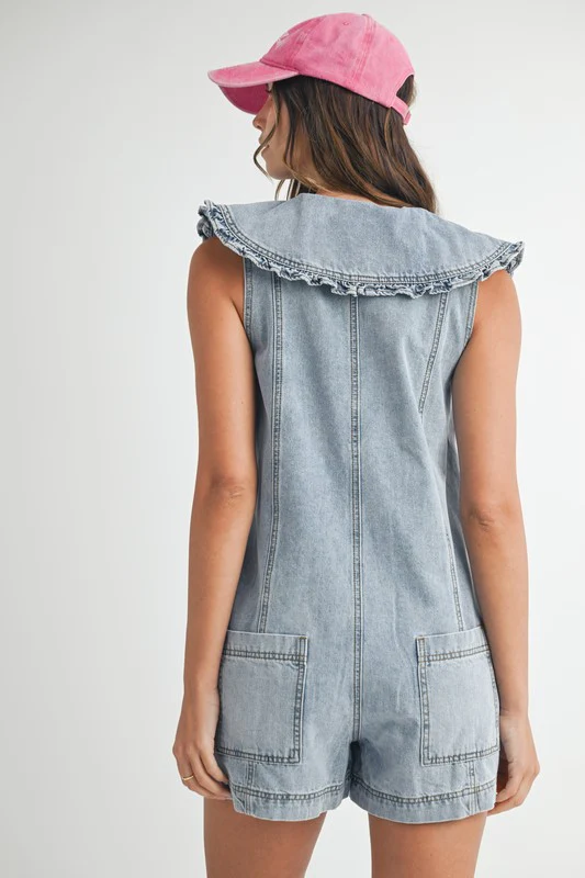 Collar Me Cute Romper (Light Denim) - Image 5