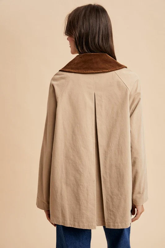 Corduroy Collar Barn Jacket (Beige) - Image 11