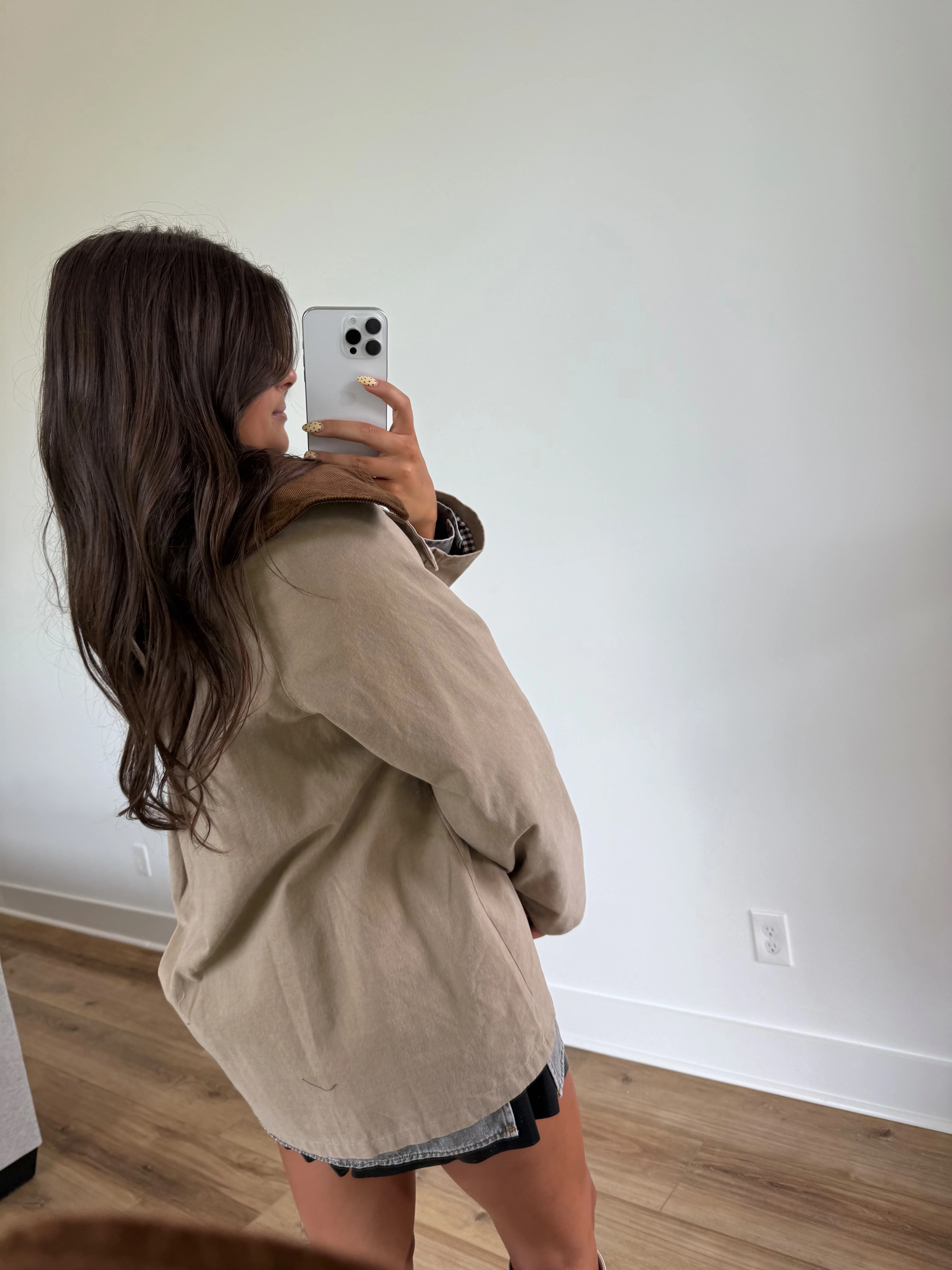 Corduroy Collar Barn Jacket (Beige) - Image 7