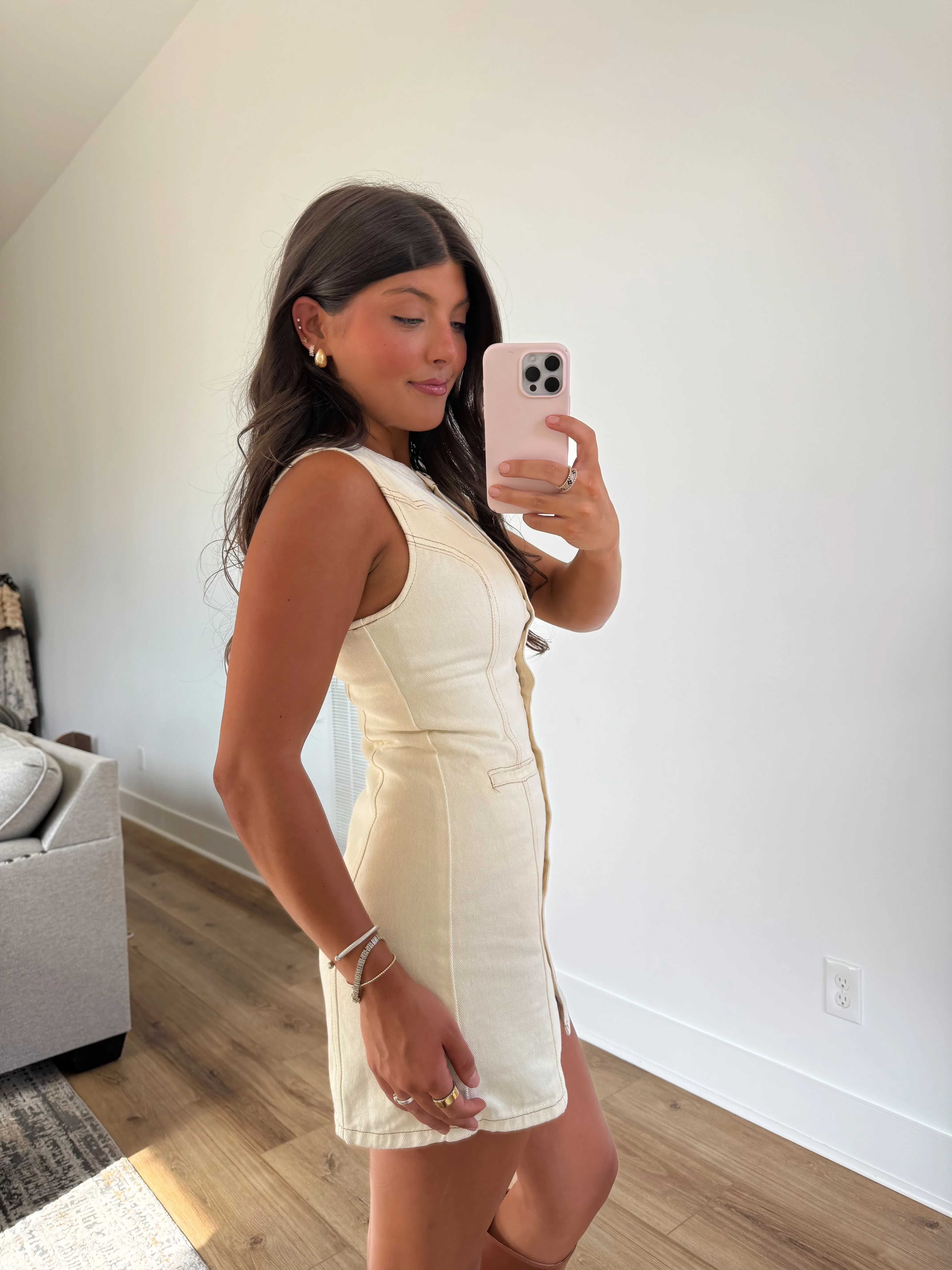 Cowgirl Cream Denim Dress - Image 3