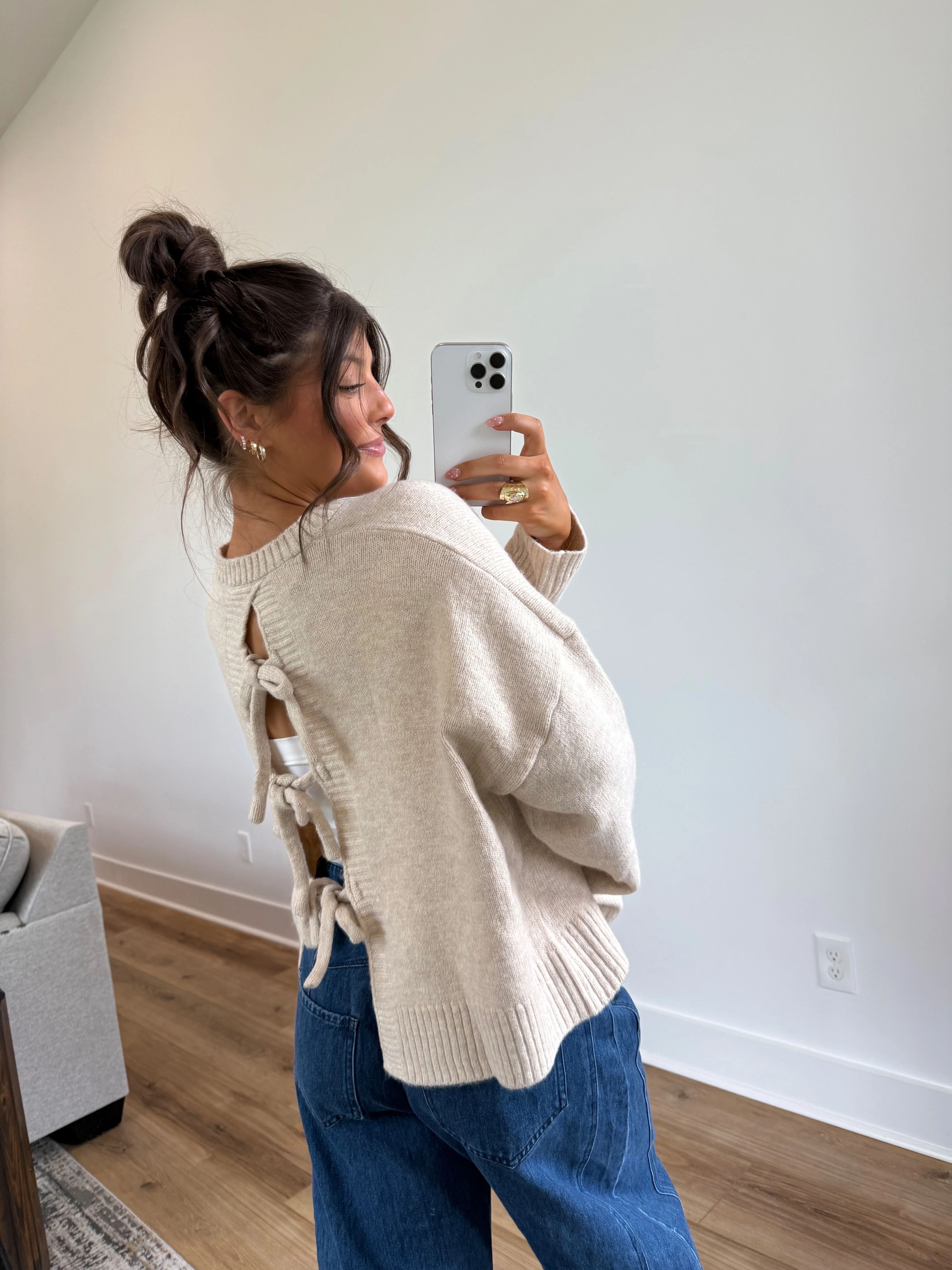 Cozy Caramel Bow Sweater - Image 2