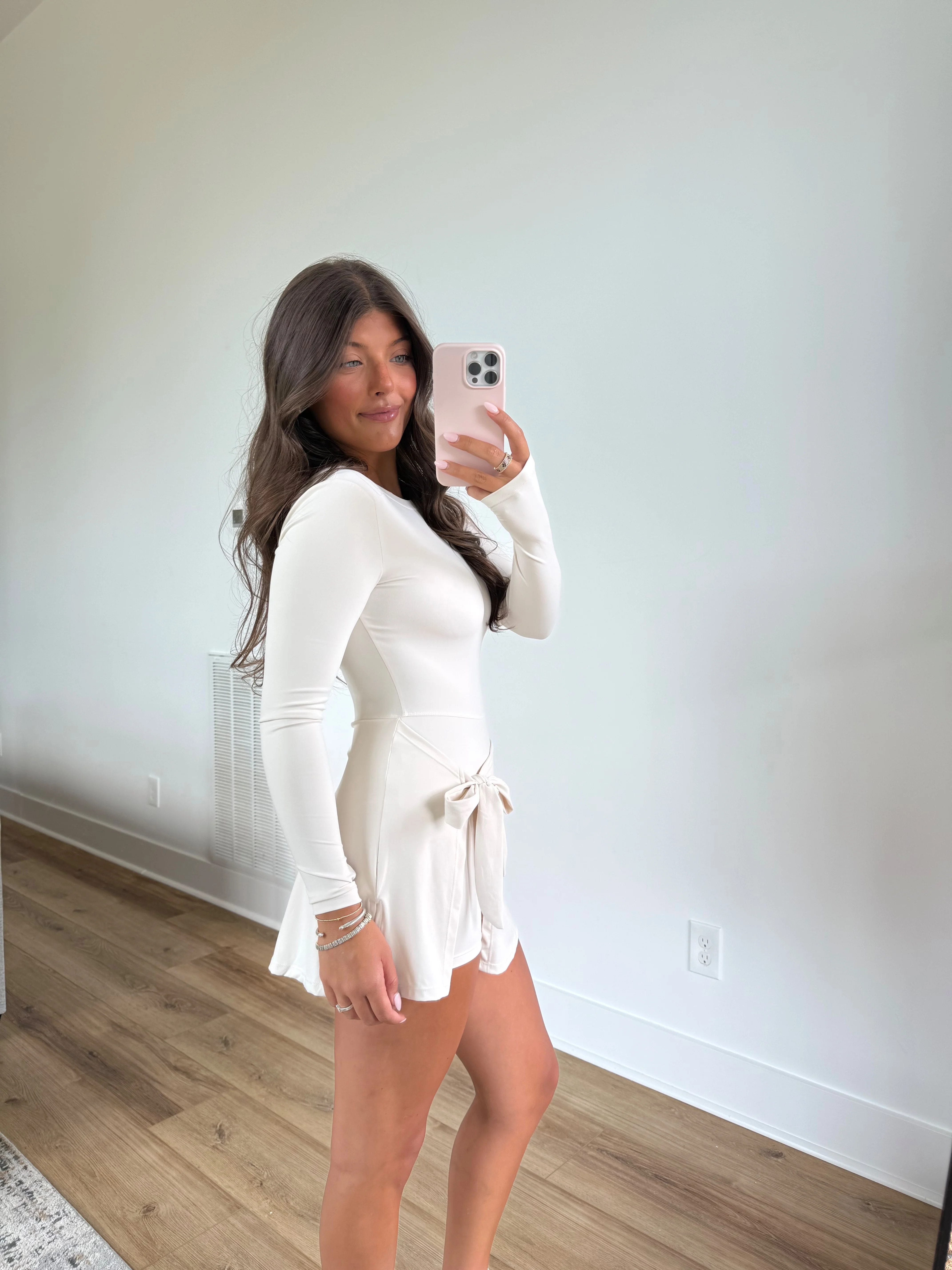 Cream Long Sleeve Wrap Romper - Image 5