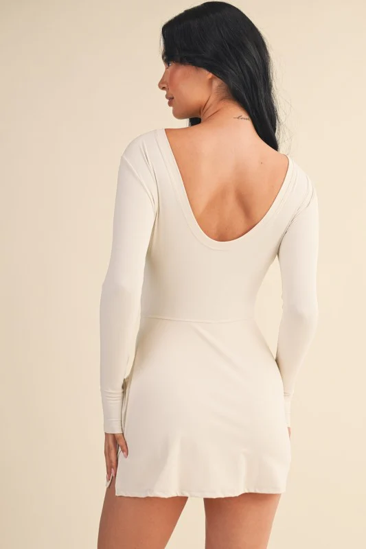 Cream Long Sleeve Wrap Romper - Image 7