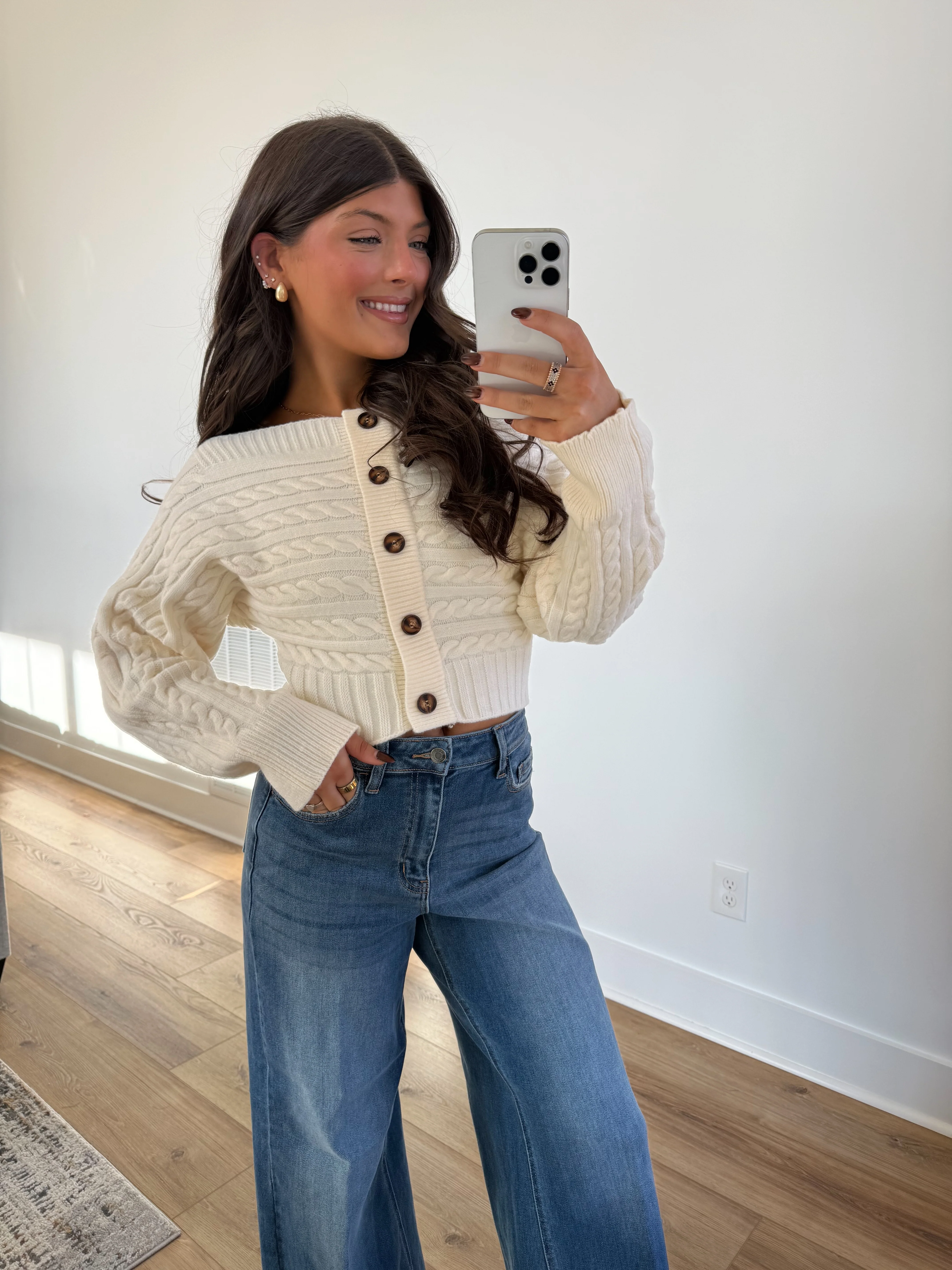 Cream Off The Shoulder Sweater