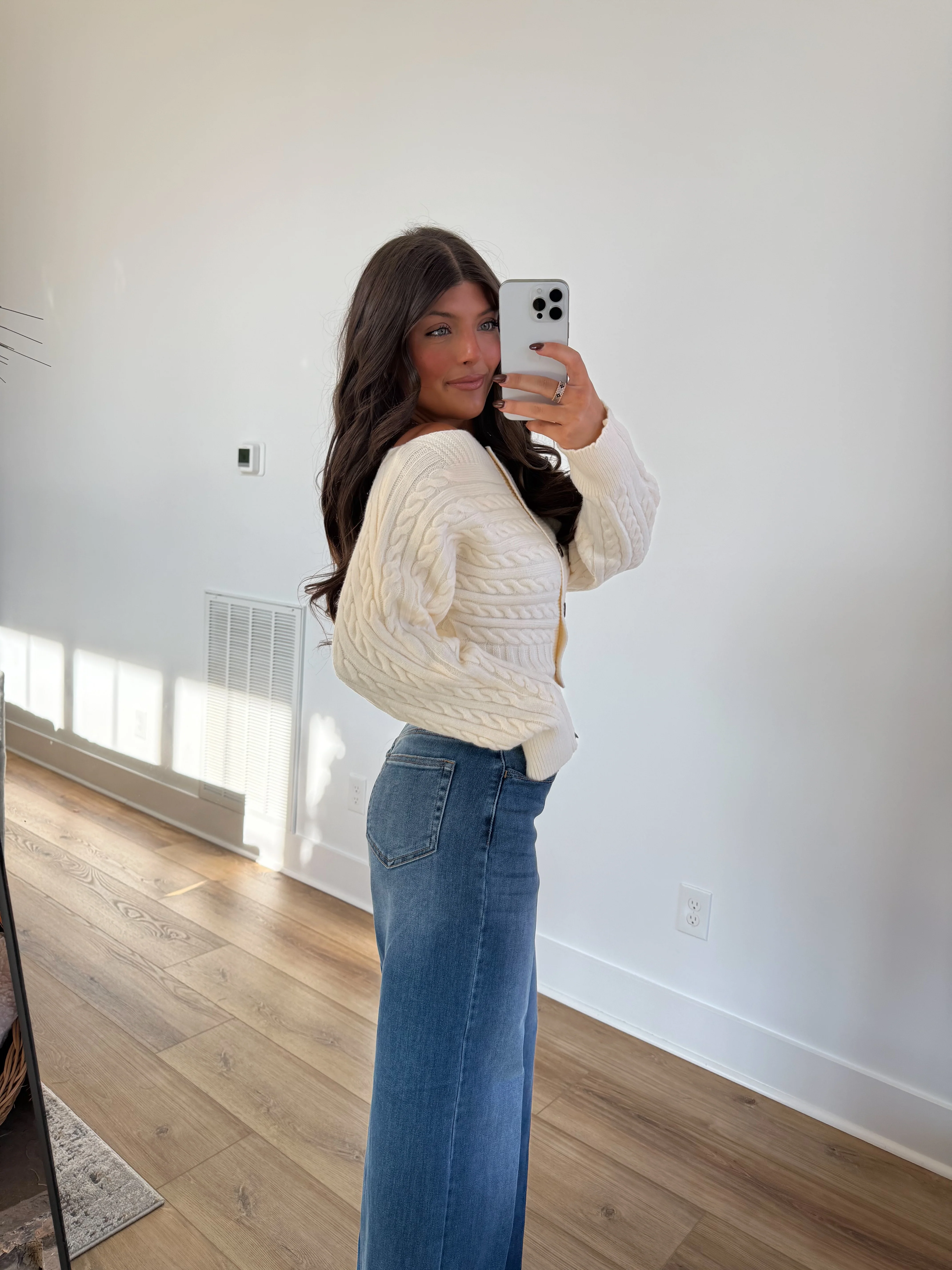 Cream Off The Shoulder Sweater - Image 2