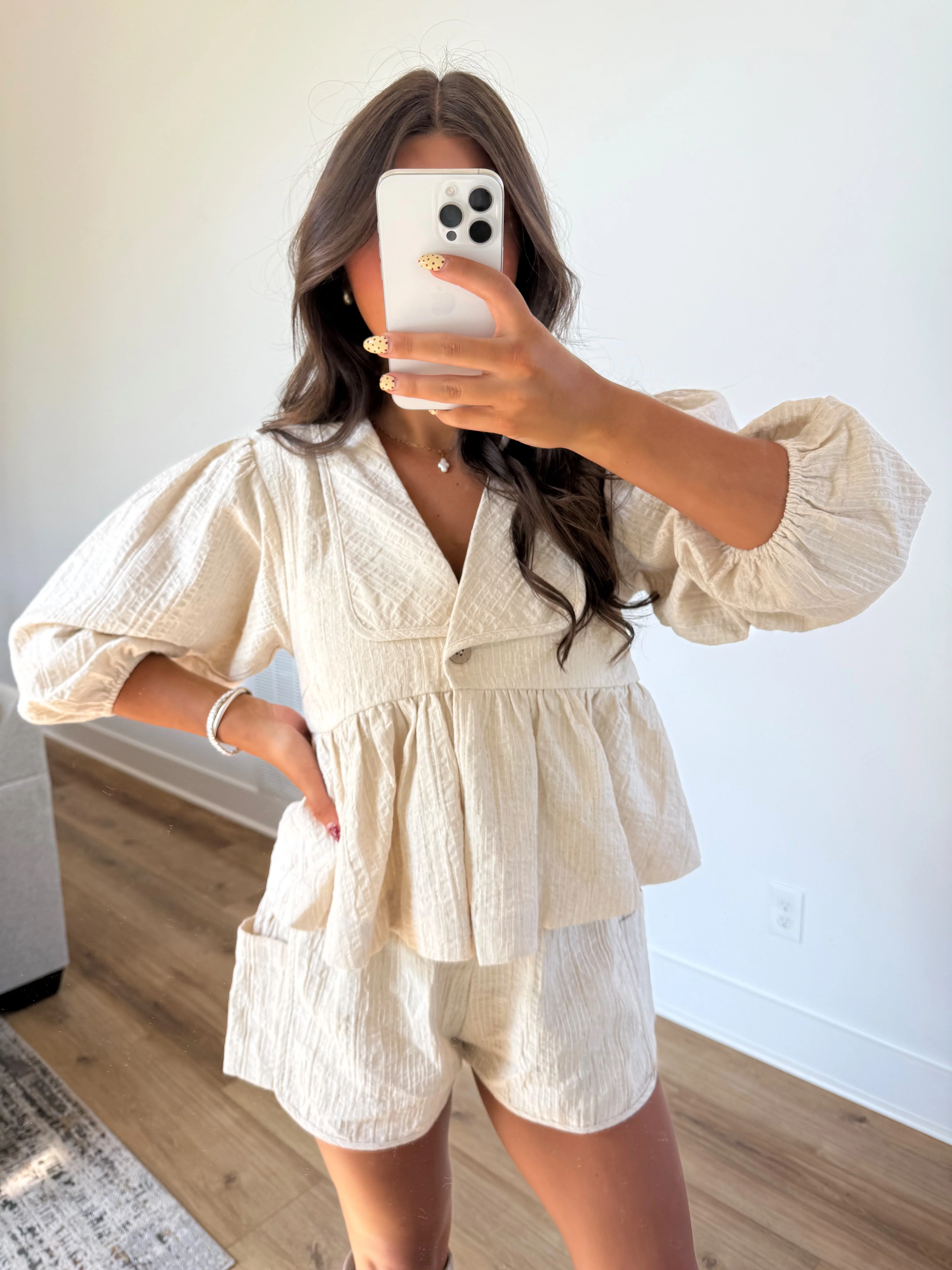 Cream Peplum Set - Image 3