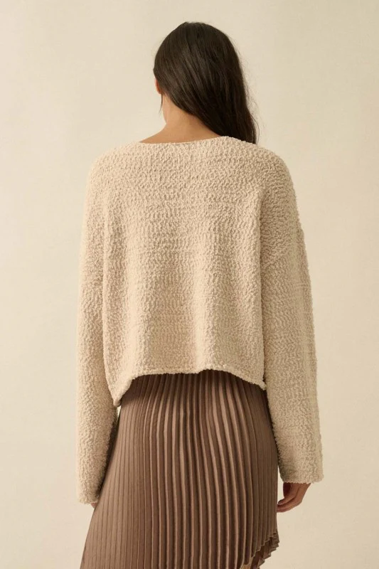 Cream Popcorn Boatneck Sweater - Image 4