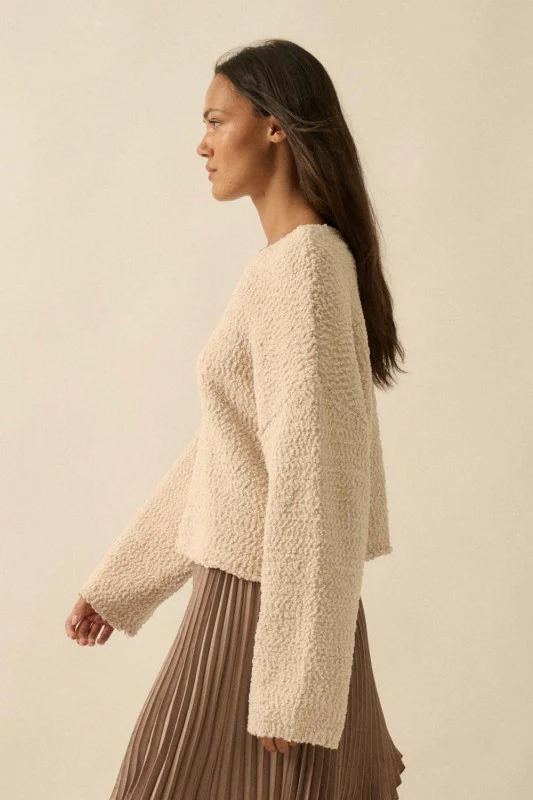 Cream Popcorn Boatneck Sweater - Image 5