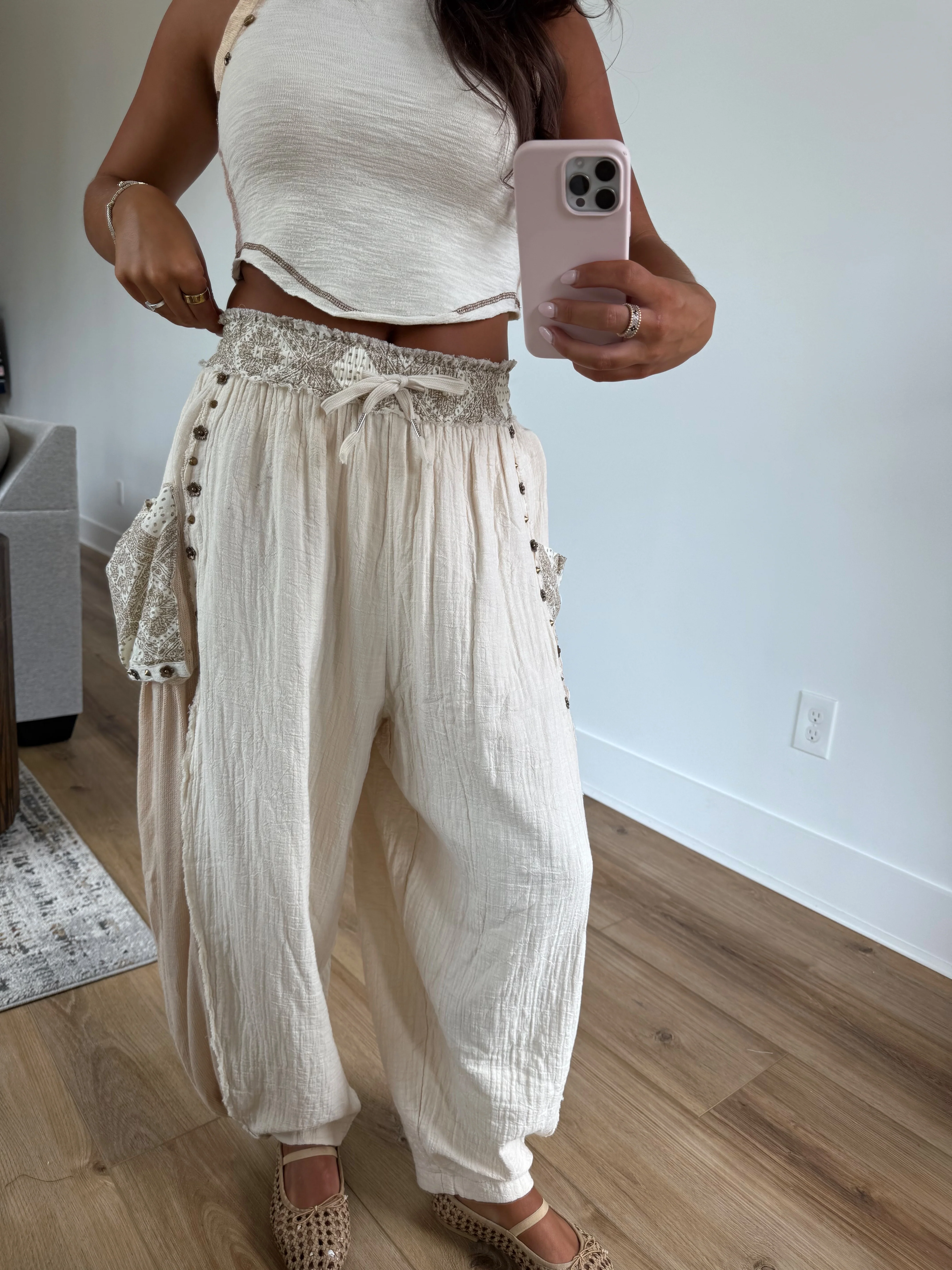 Cream Studded Joggers (Restock) - Image 2