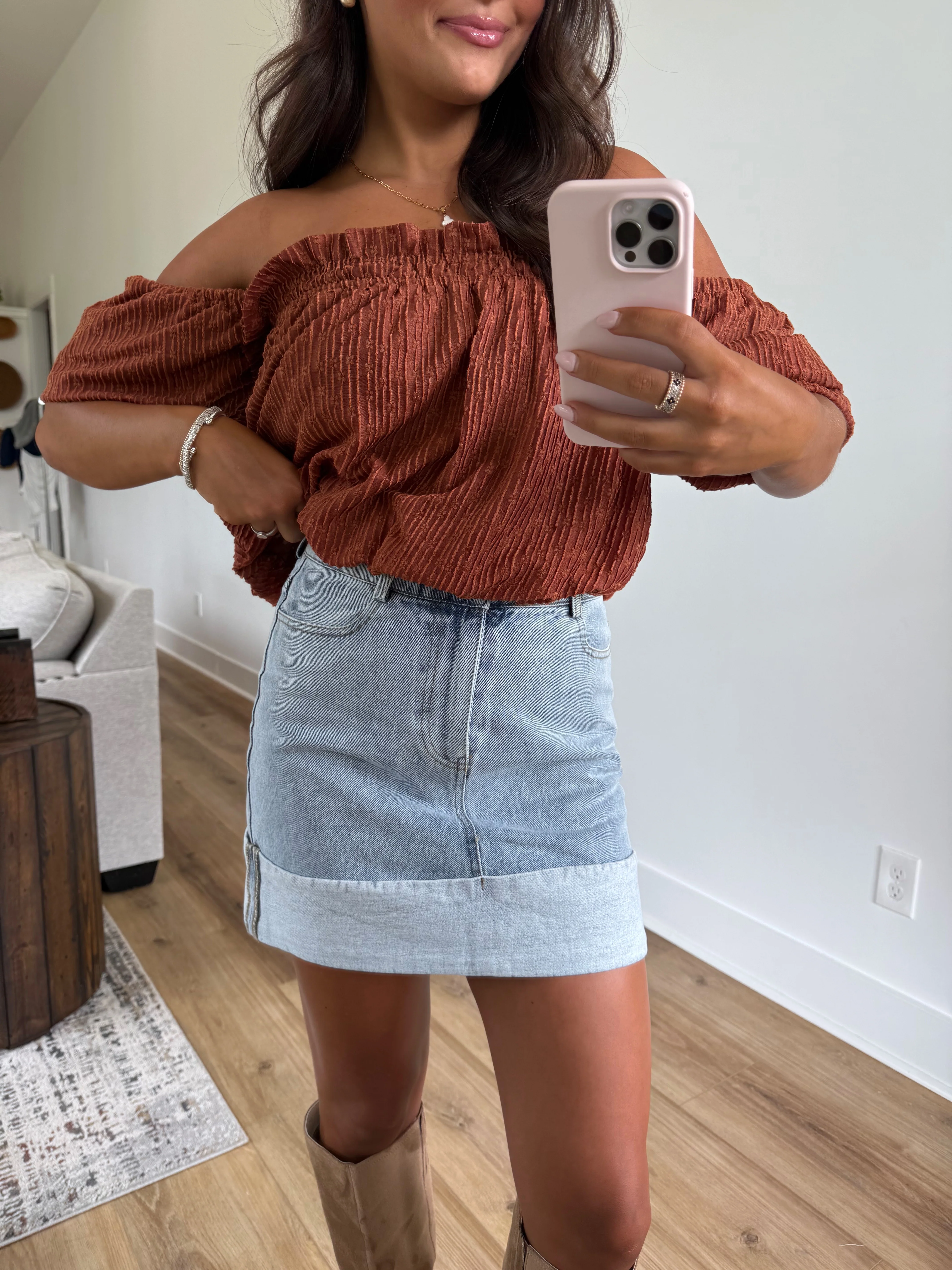 Cuffed Denim Skirt - Image 2