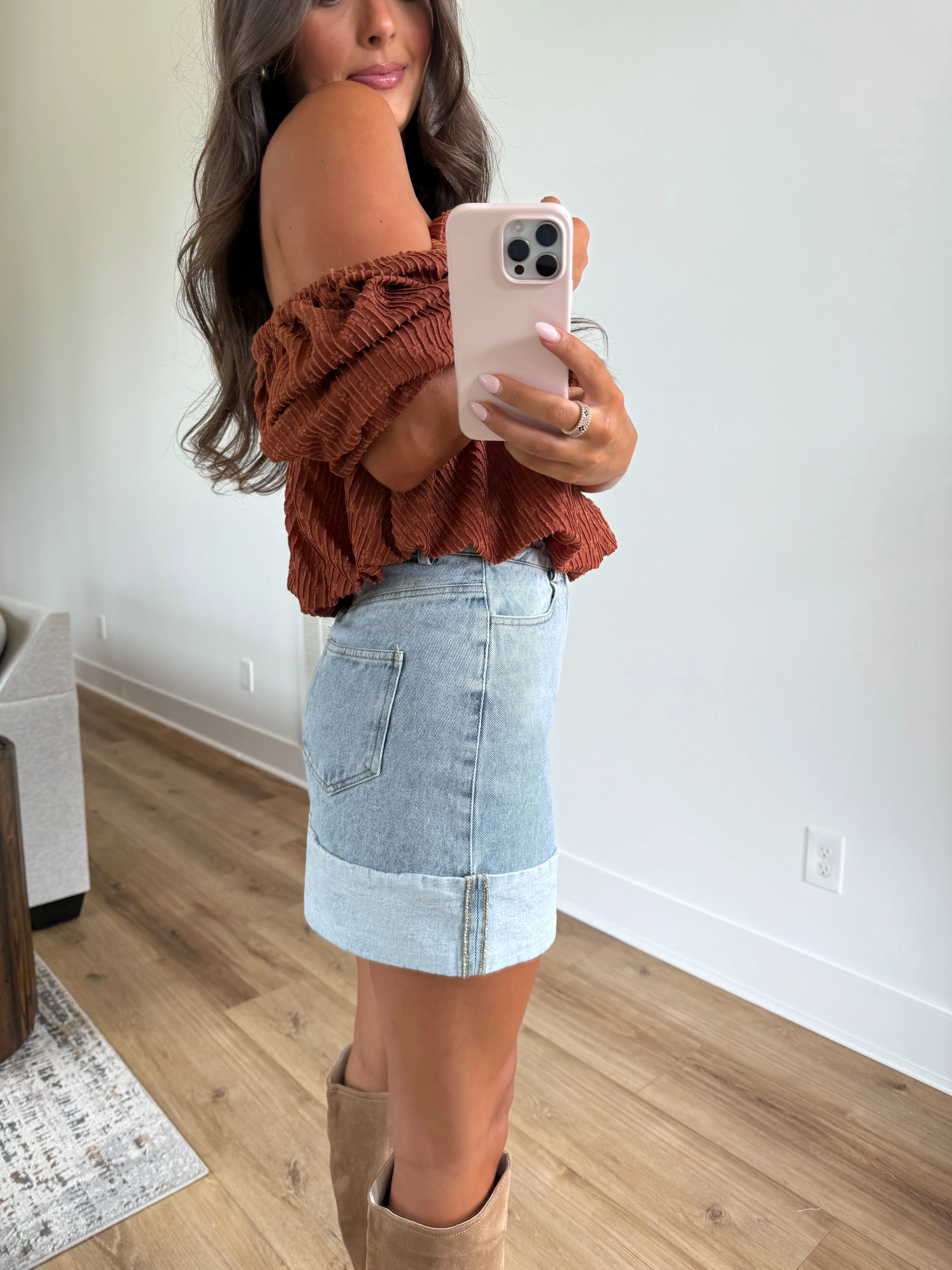 Cuffed Denim Skirt - Image 3