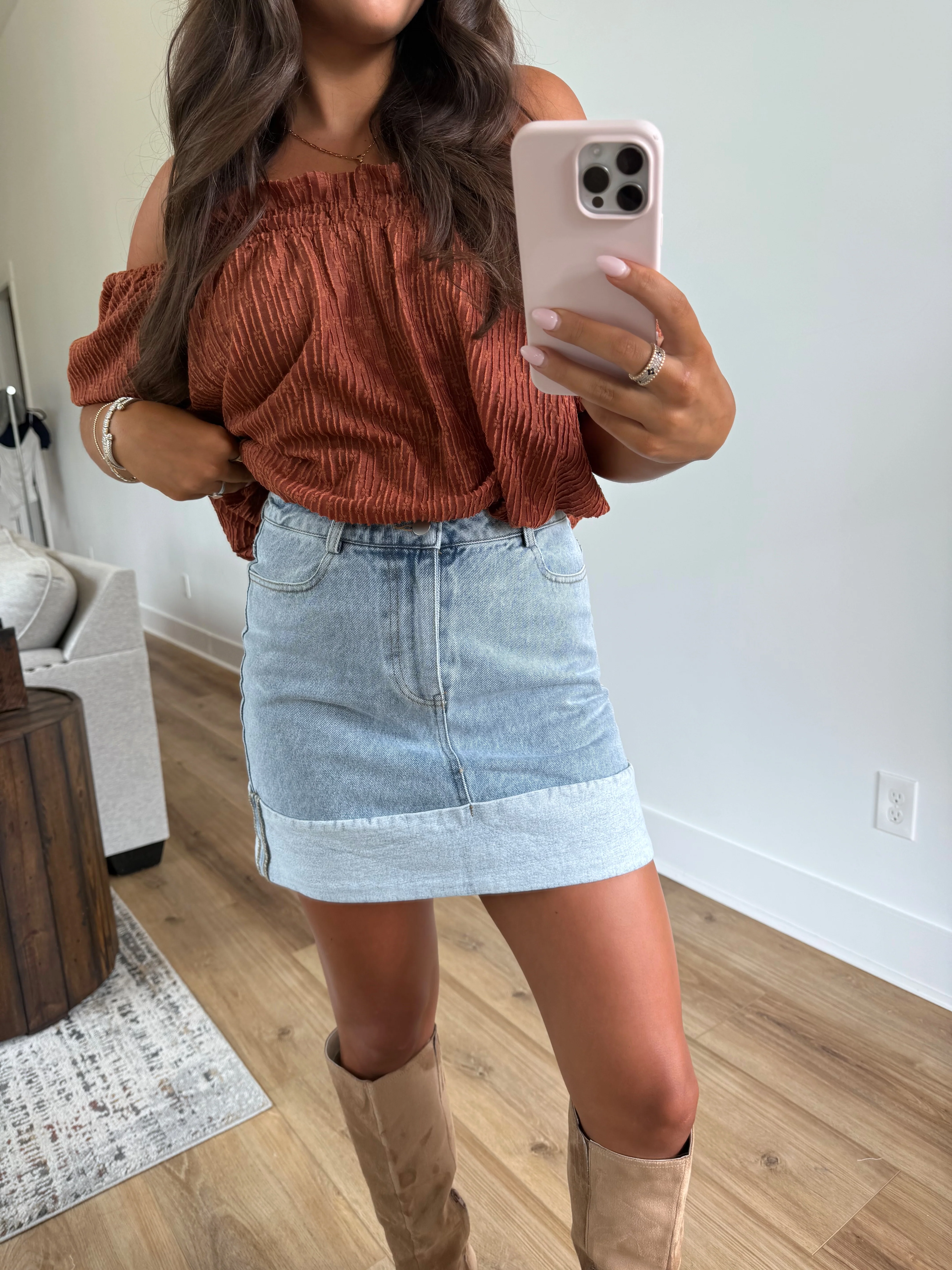 Cuffed Denim Skirt - Image 5