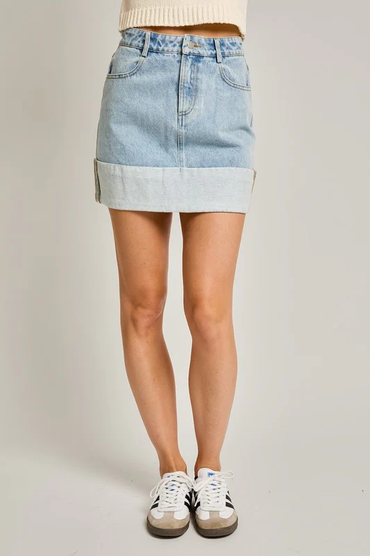Cuffed Denim Skirt - Image 6