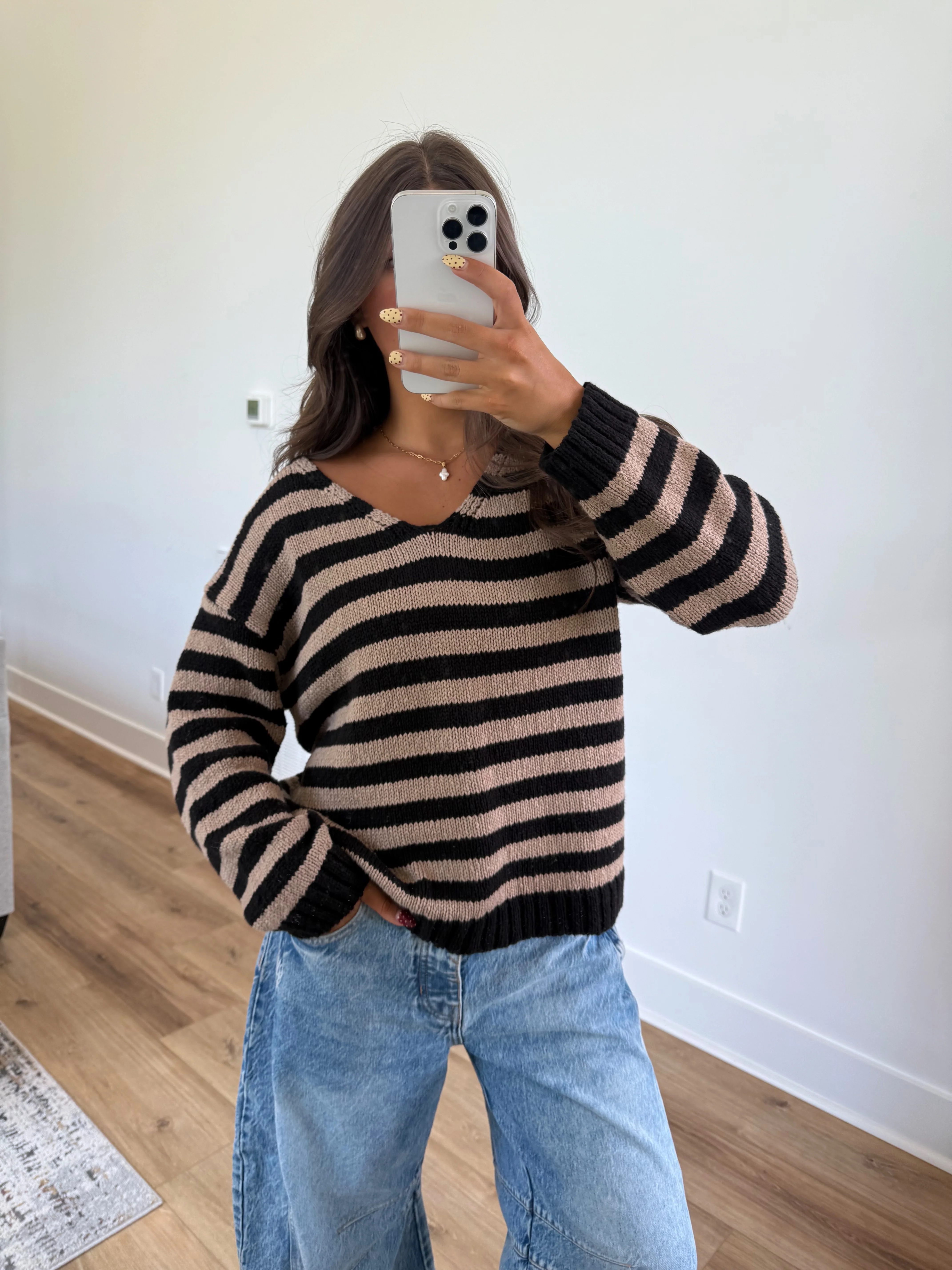 Dallas Stripe Sweater (Brown/Black) - Image 2