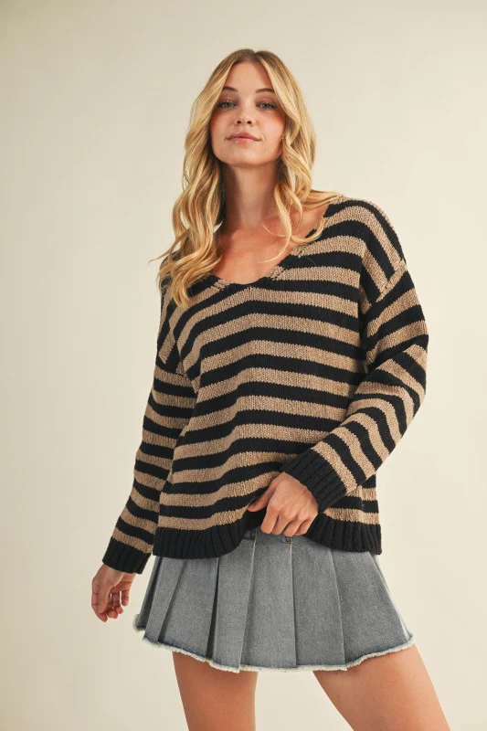 Dallas Stripe Sweater (Brown/Black) - Image 6