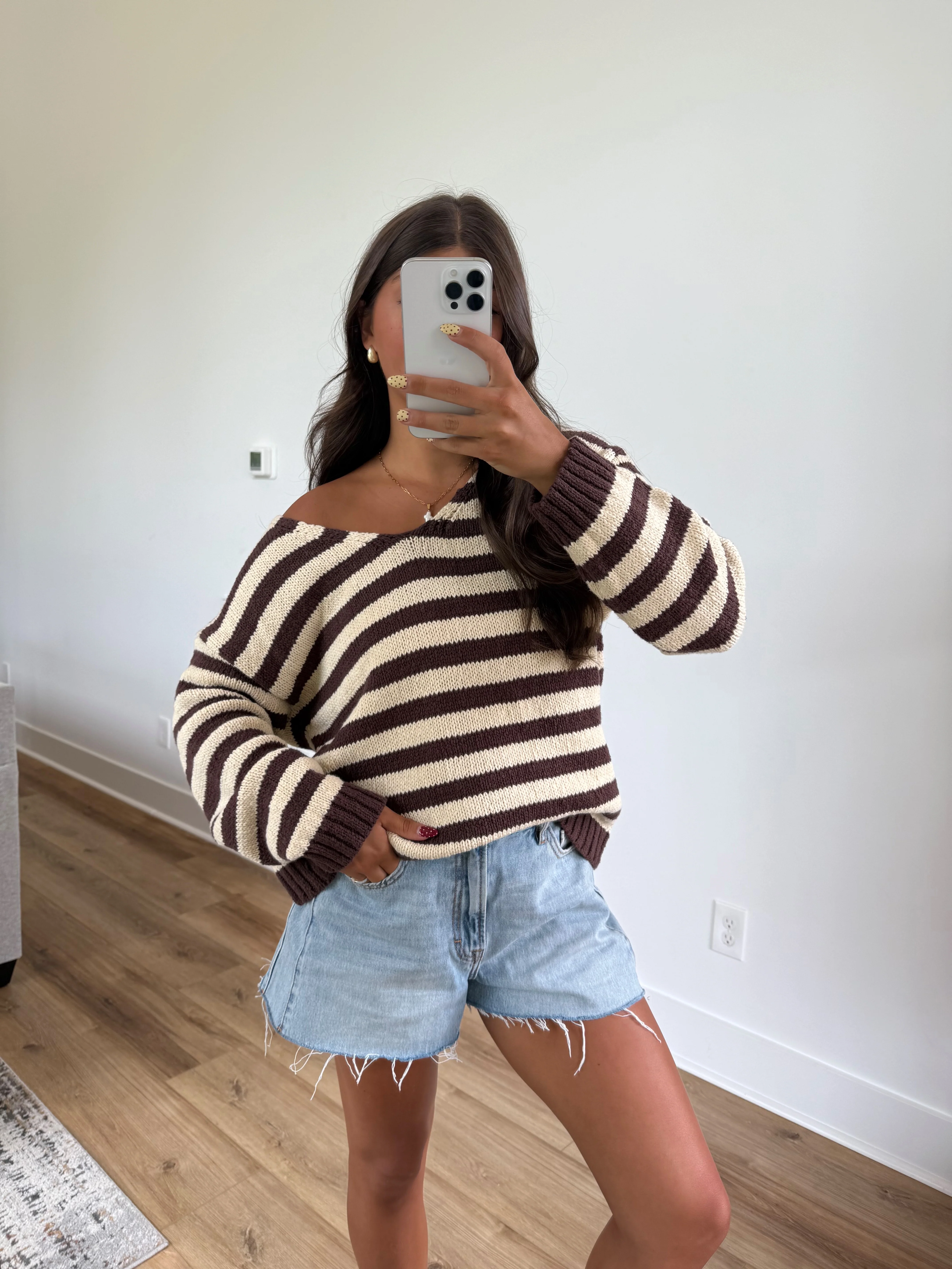Dallas Stripe Sweater (Brown/White) - Image 2