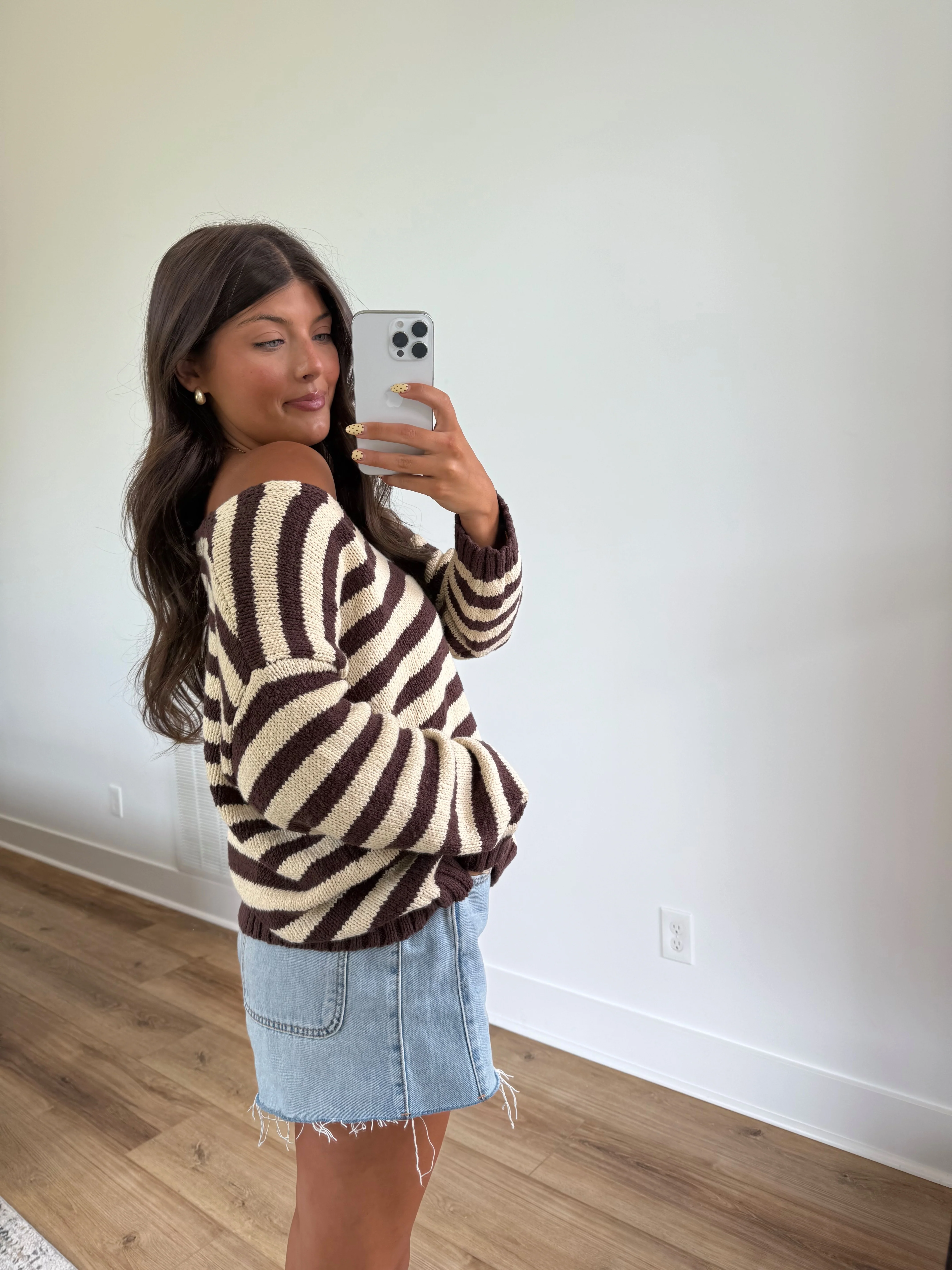 Dallas Stripe Sweater (Brown/White) - Image 3