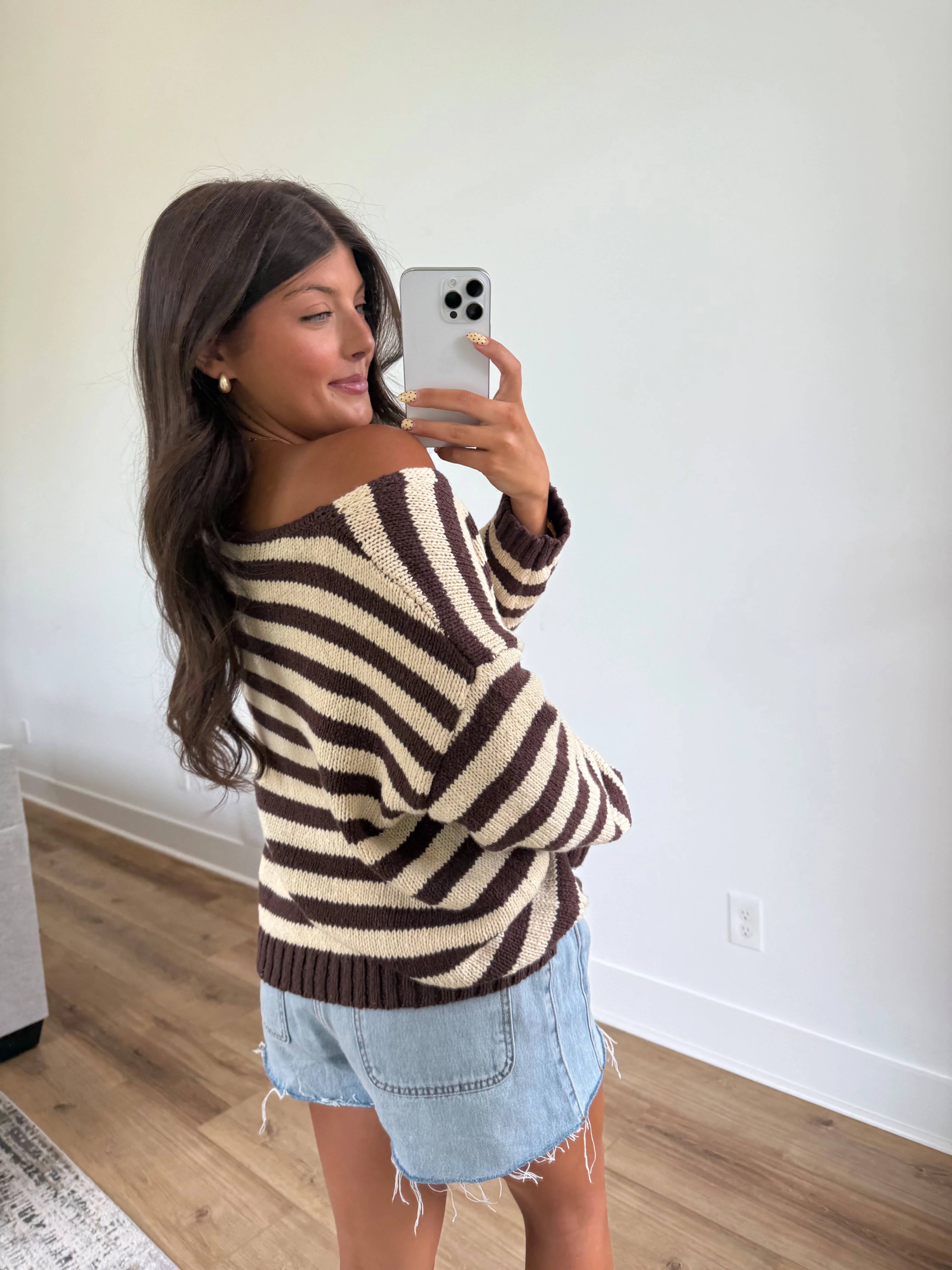 Dallas Stripe Sweater (Brown/White) - Image 4