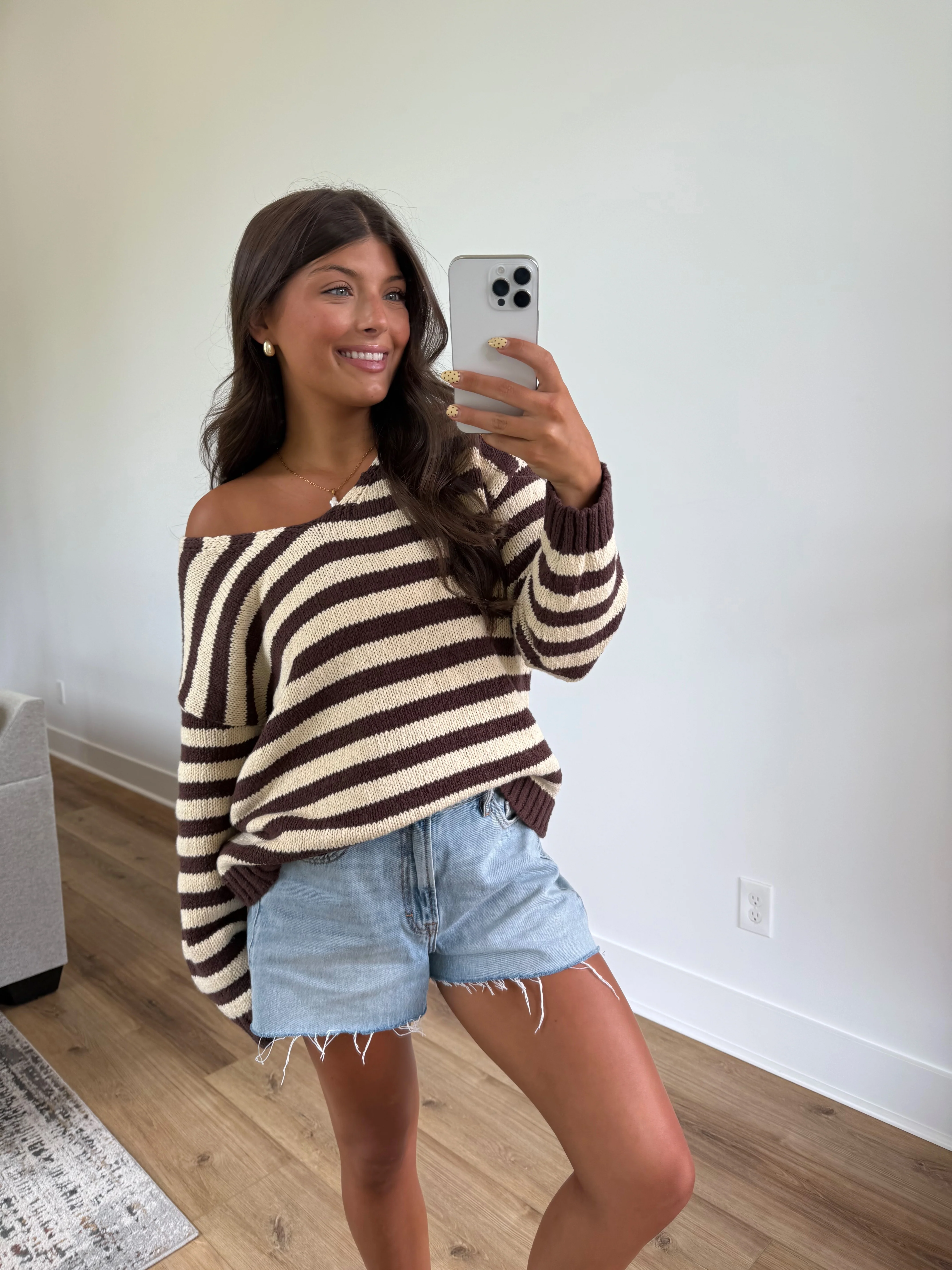 Dallas Stripe Sweater (Brown/White) - Image 6