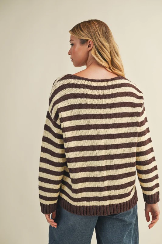 Dallas Stripe Sweater (Brown/White) - Image 8