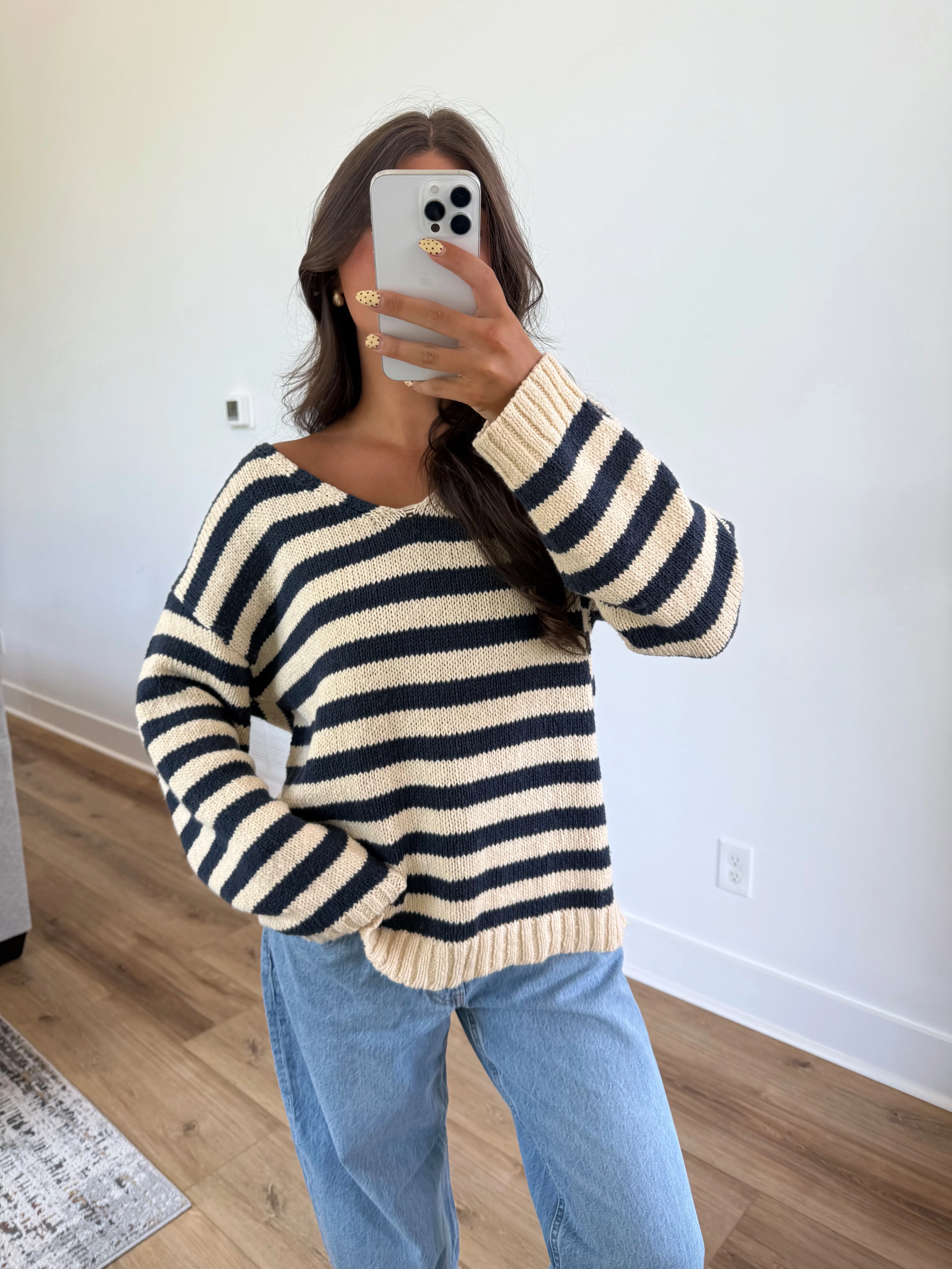 Dallas Stripe Sweater (Navy/White) - Image 2