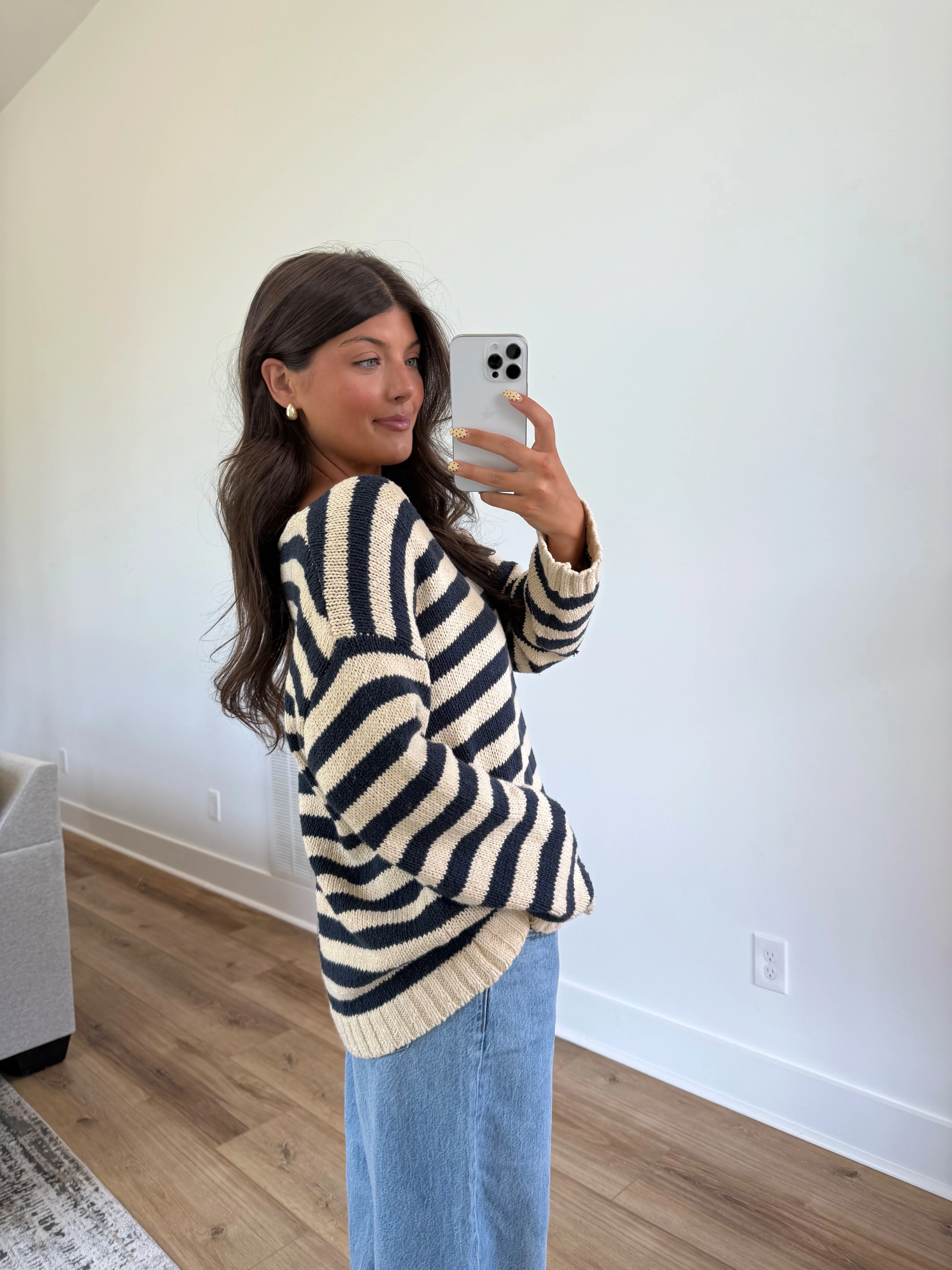 Dallas Stripe Sweater (Navy/White) - Image 3