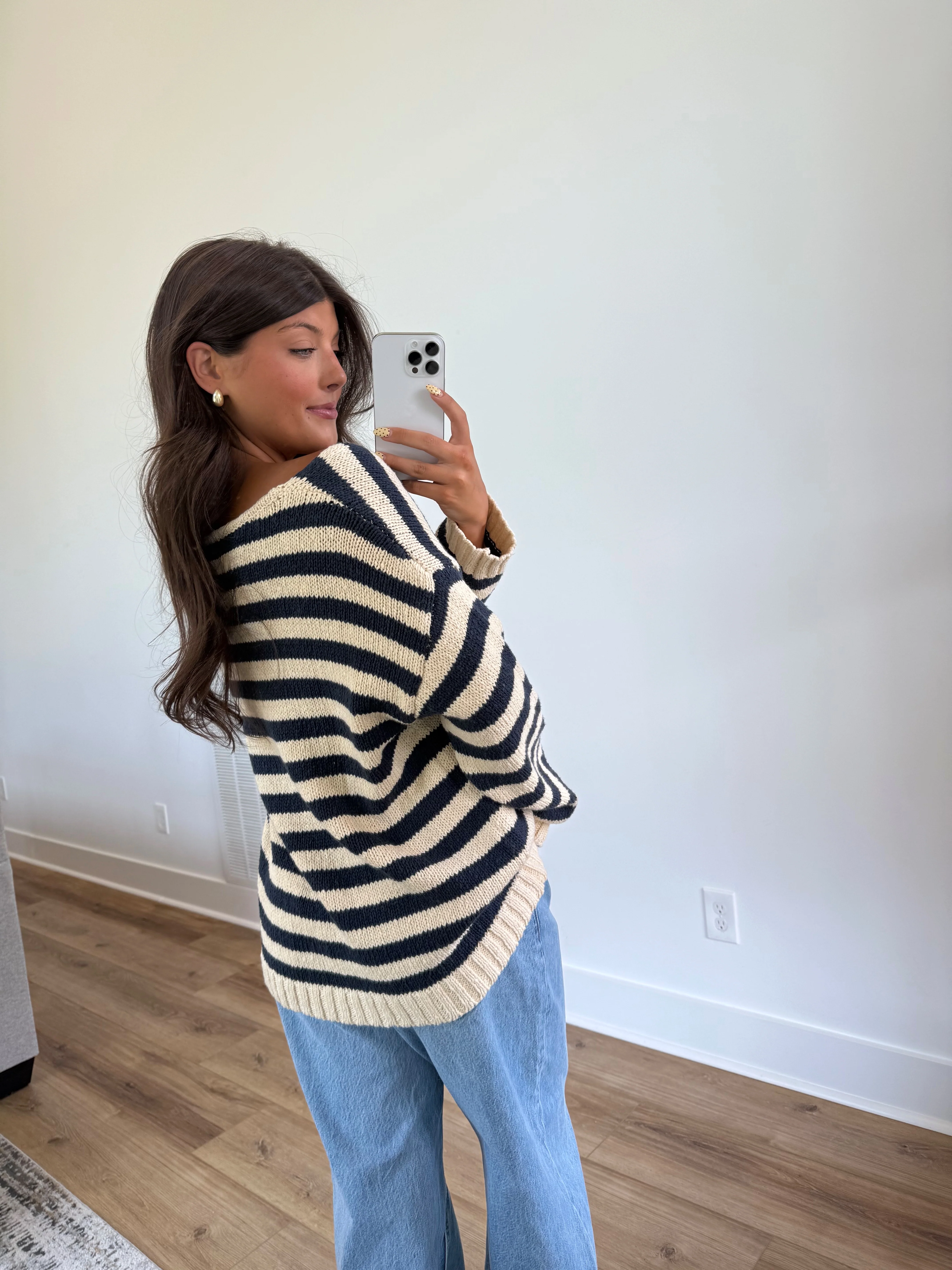 Dallas Stripe Sweater (Navy/White) - Image 4