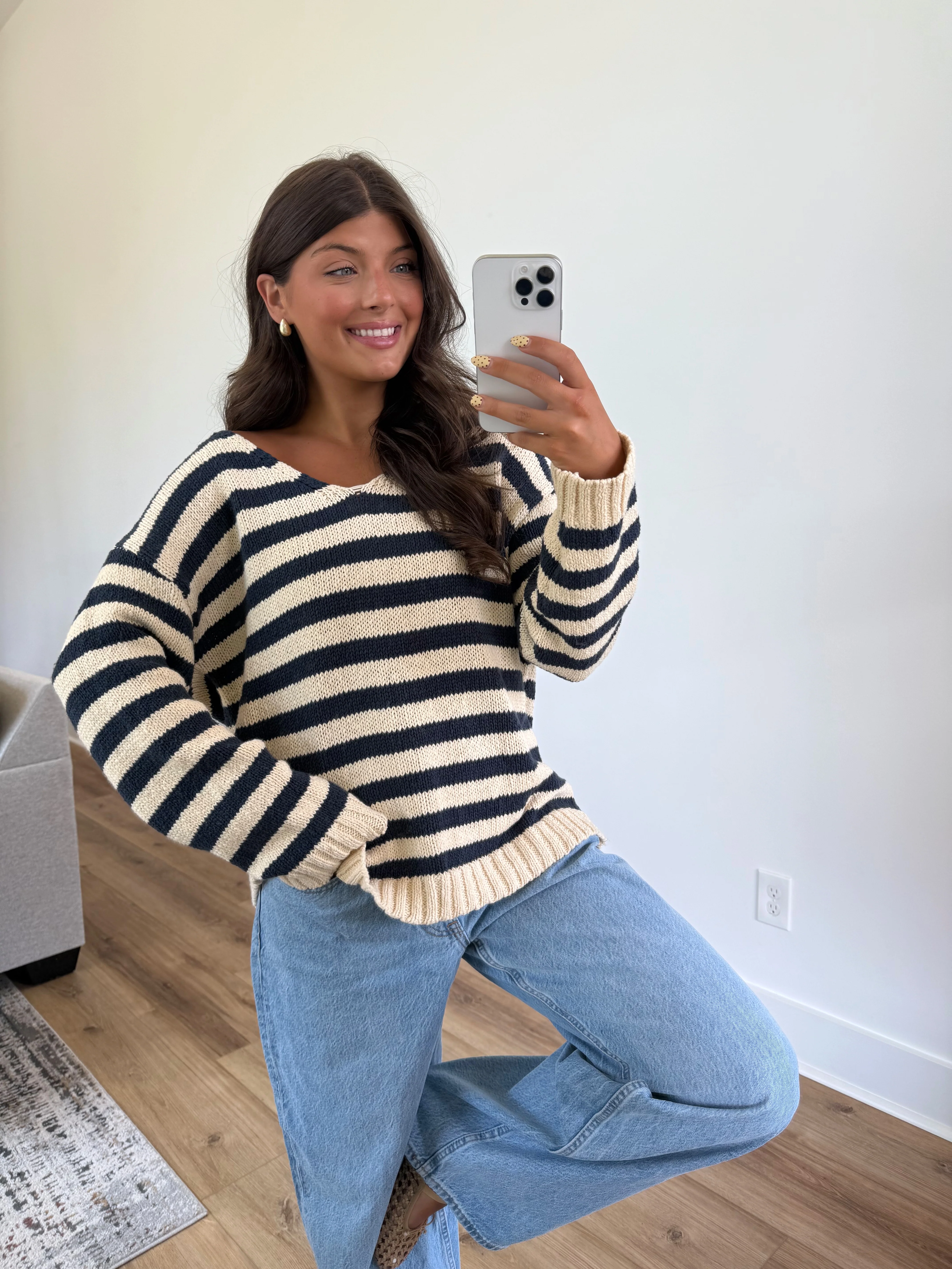 Dallas Stripe Sweater (Navy/White) - Image 5
