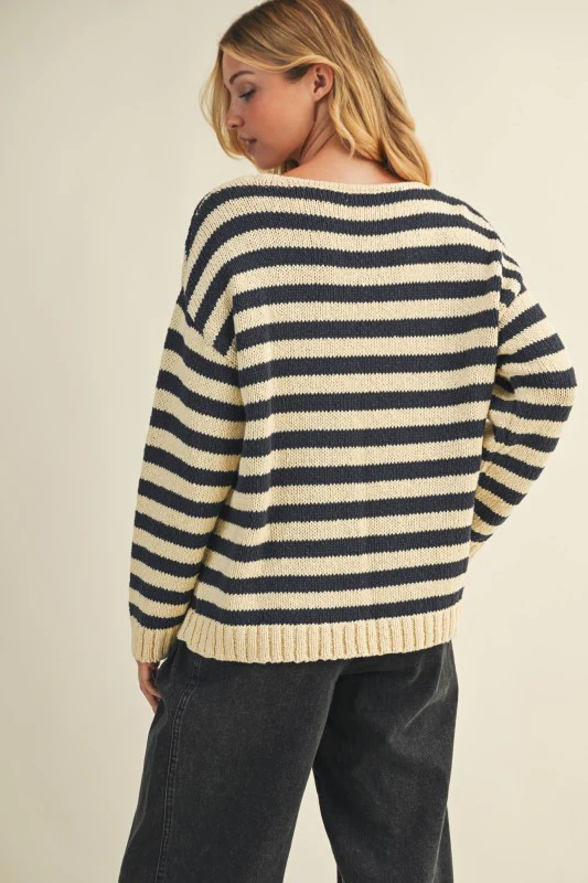 Dallas Stripe Sweater (Navy/White) - Image 6