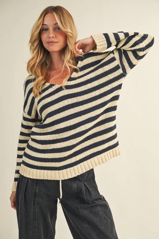 Dallas Stripe Sweater (Navy/White) - Image 7