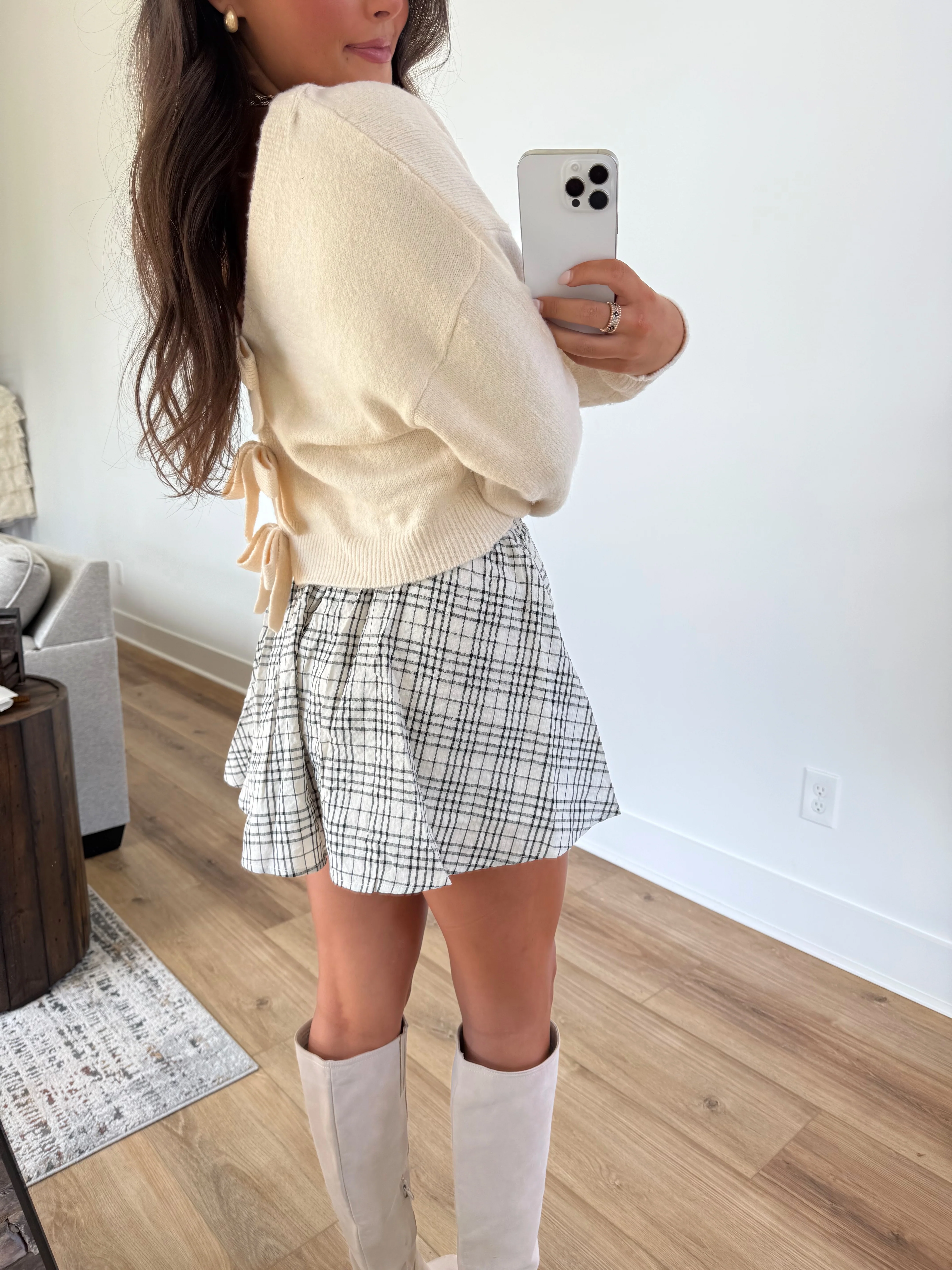 Darcy Gingham Shorts (Black/Cream) - Image 3