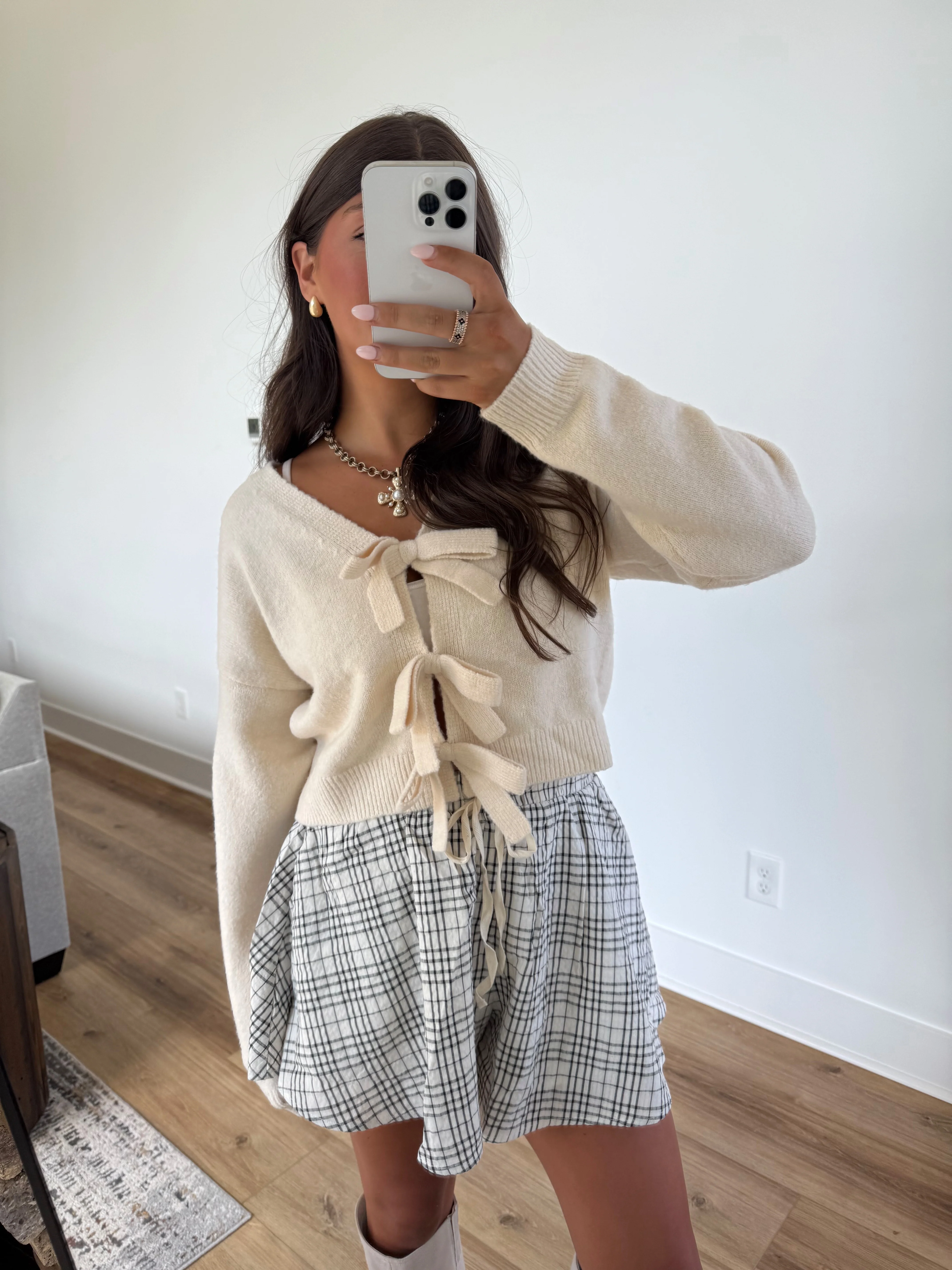 Darcy Gingham Shorts (Black/Cream) - Image 4