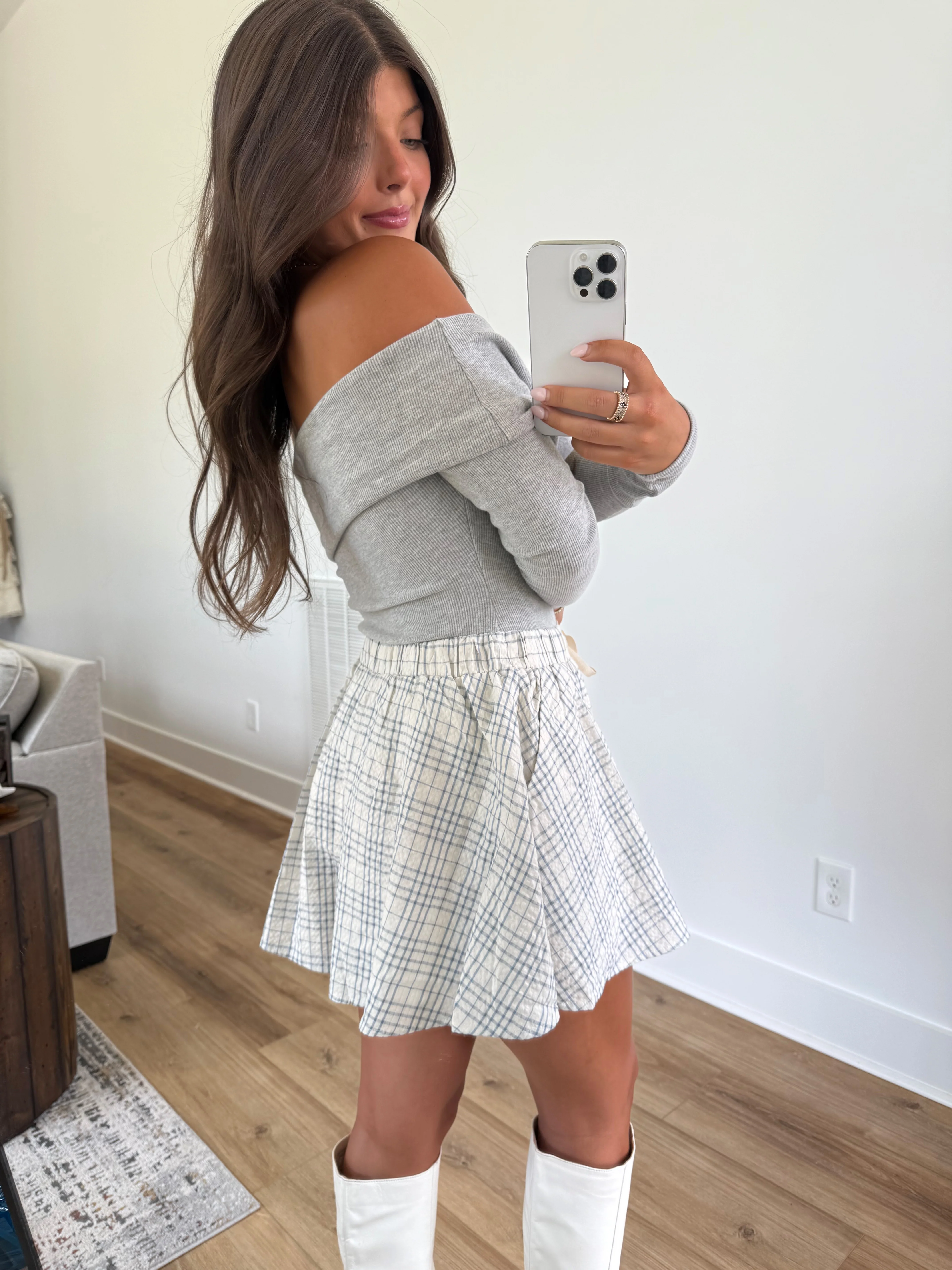 Darcy Gingham Shorts (Blue/Cream) - Image 5