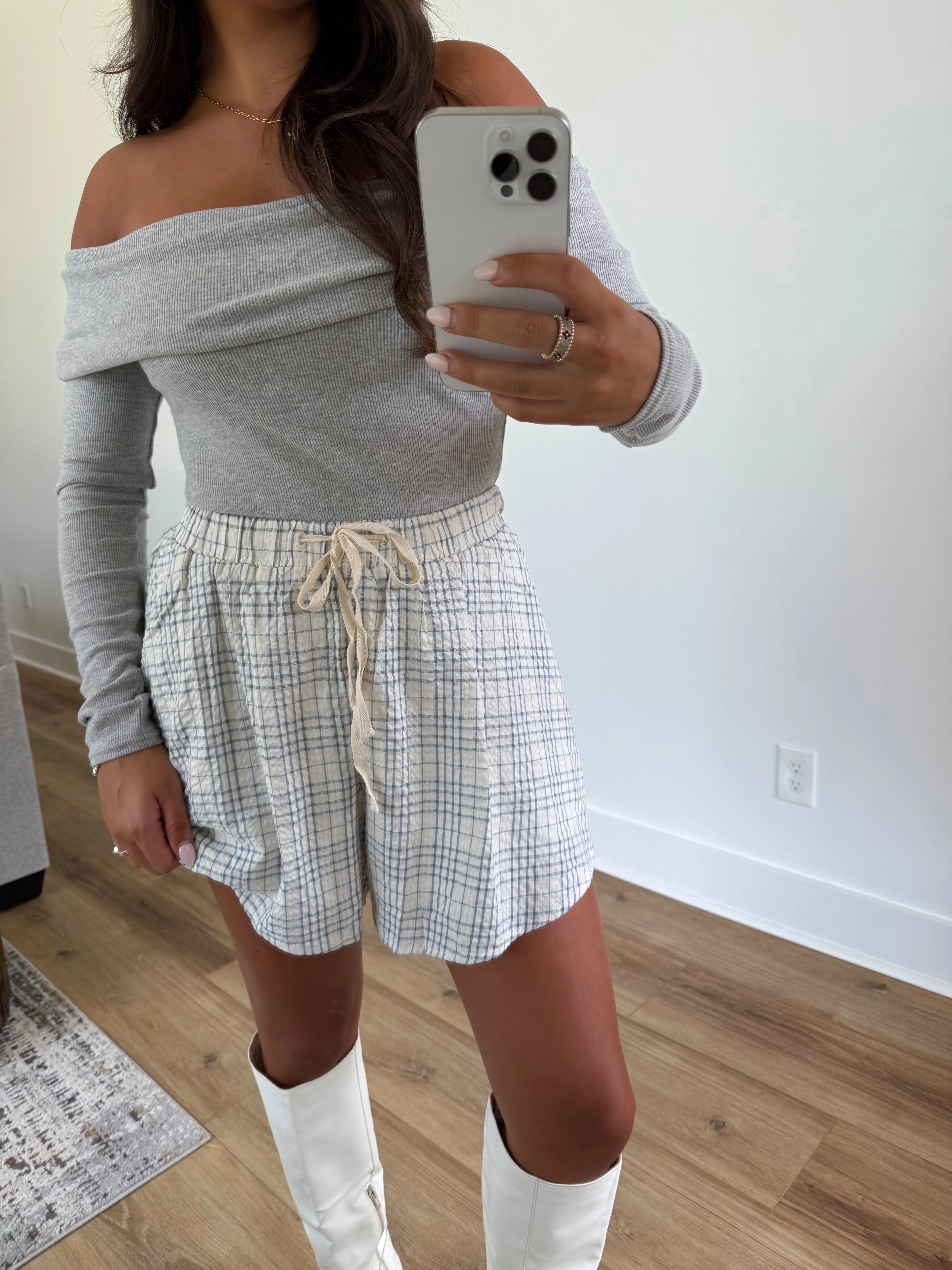 Darcy Gingham Shorts (Blue/Cream) - Image 6
