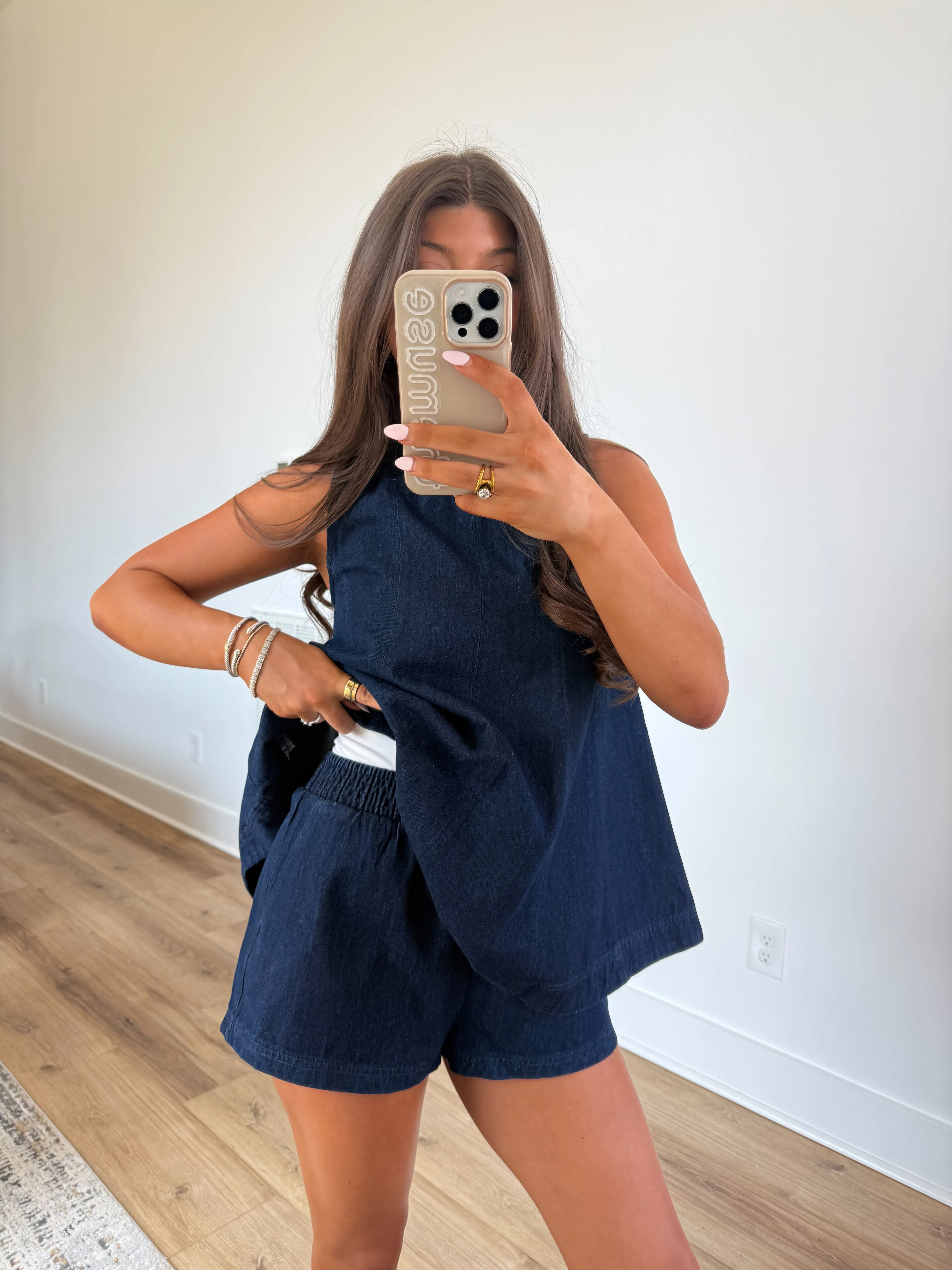 Dark Denim Shorts Set - Image 3