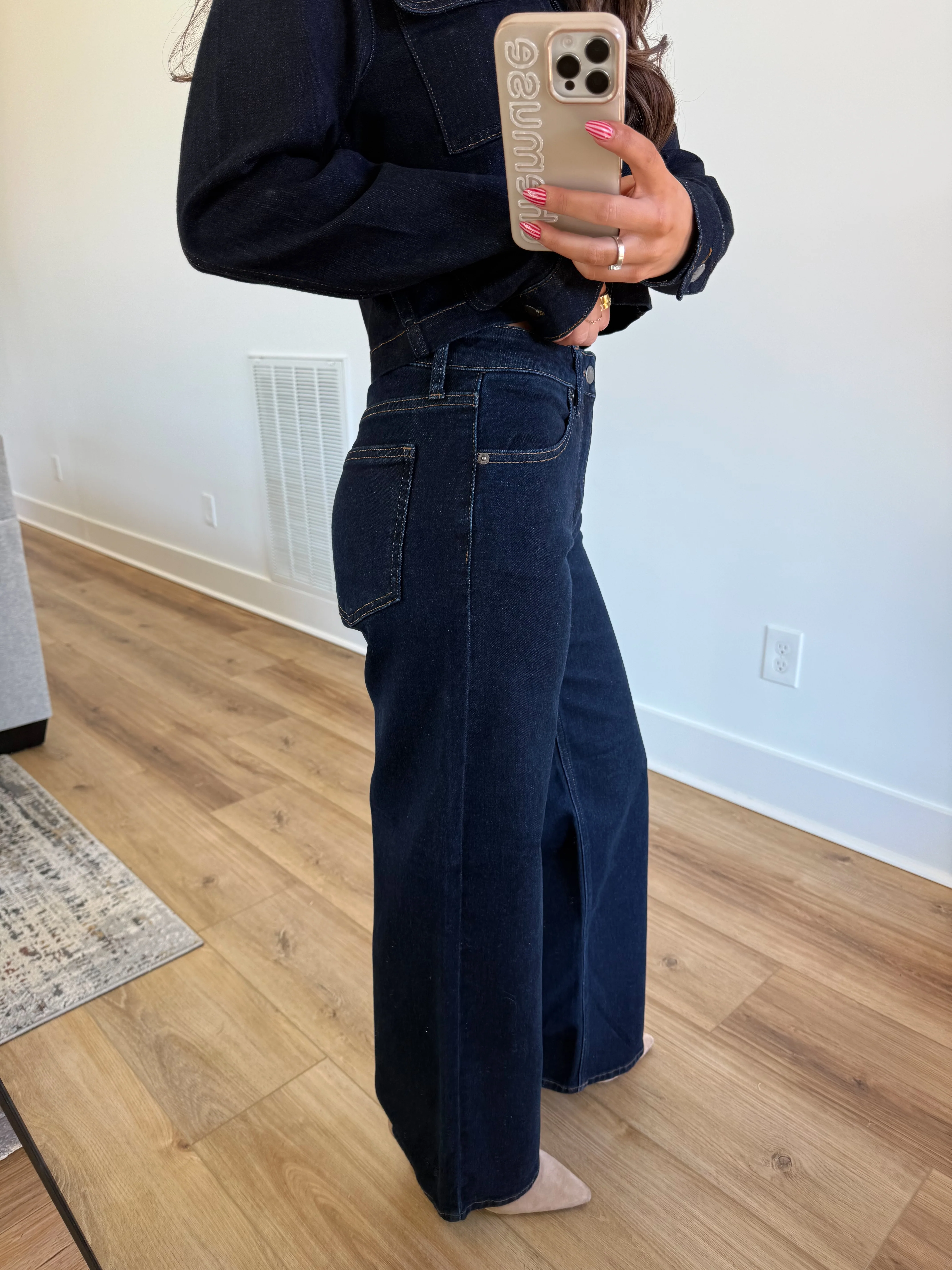 Dark Denim Straight Leg Jeans - Image 5